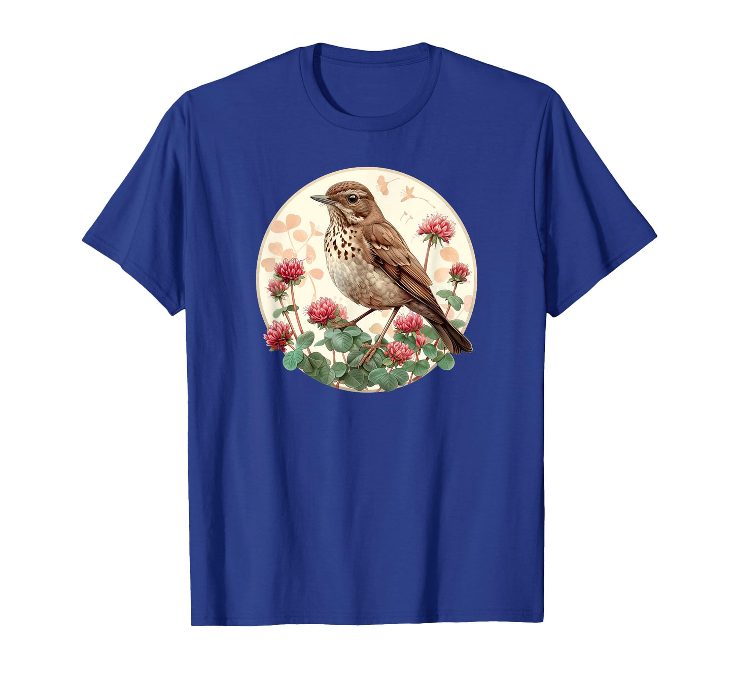 Red Clover Flower - Hermit Thrush Bird T-Shirt