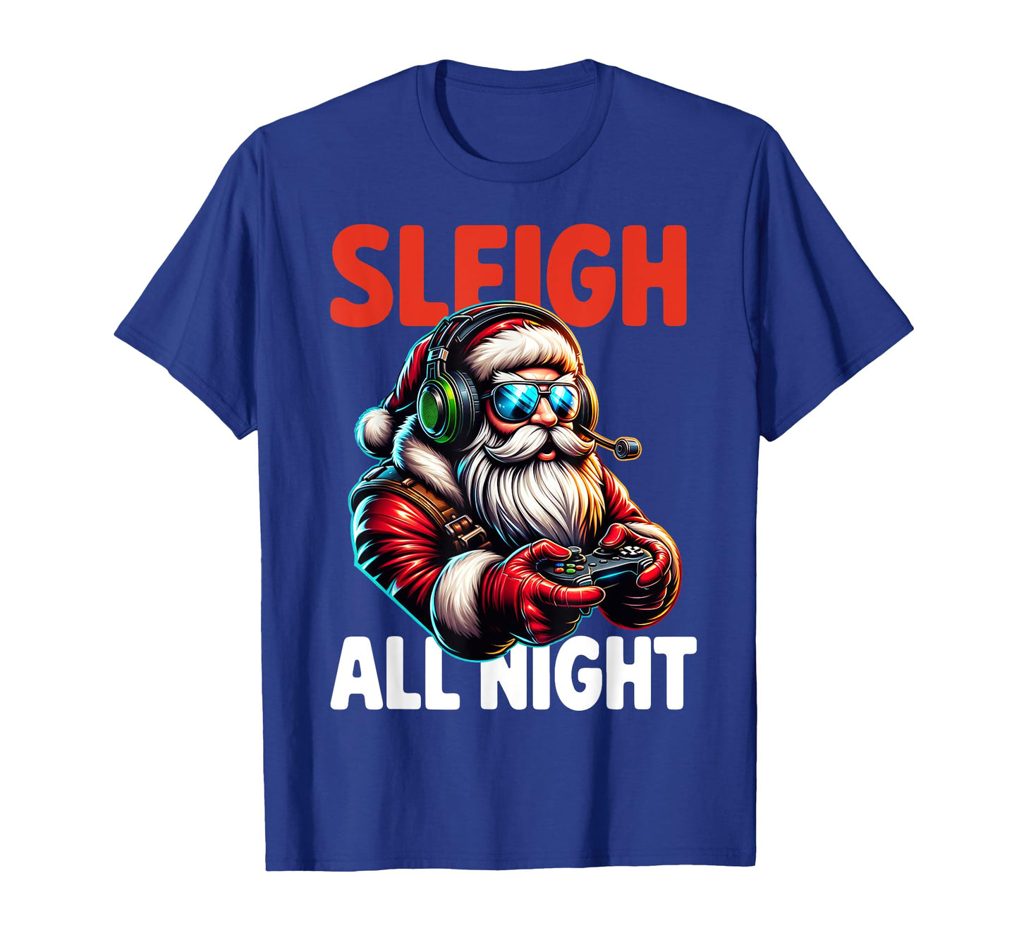 Christmas Gamer Boys Sleigh All Night Video Game Santa Xmas T-Shirt