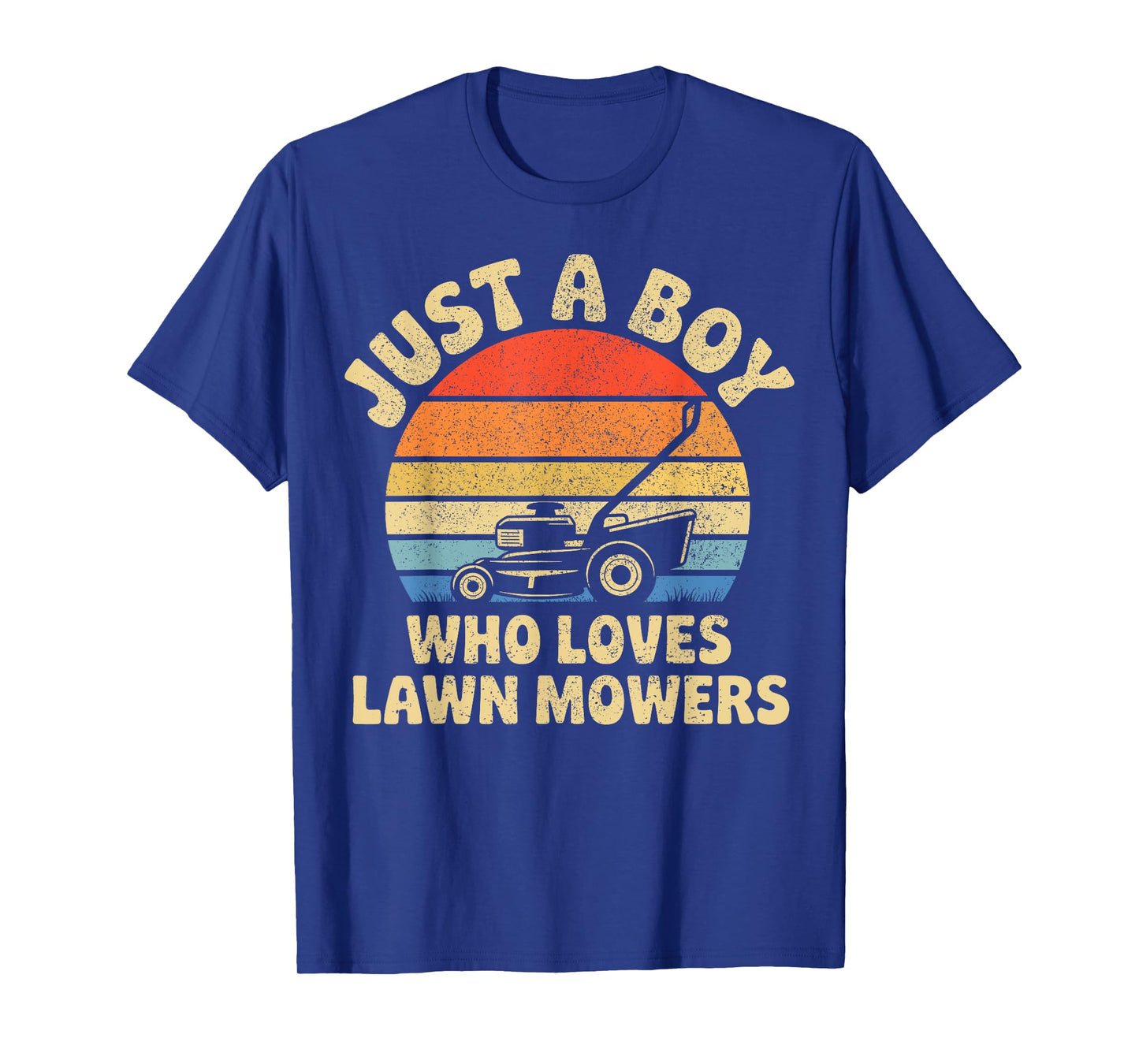 Vintage Lawn Mowing Just a Boy Who Loves Lawn Mowers Funny T-Shirt