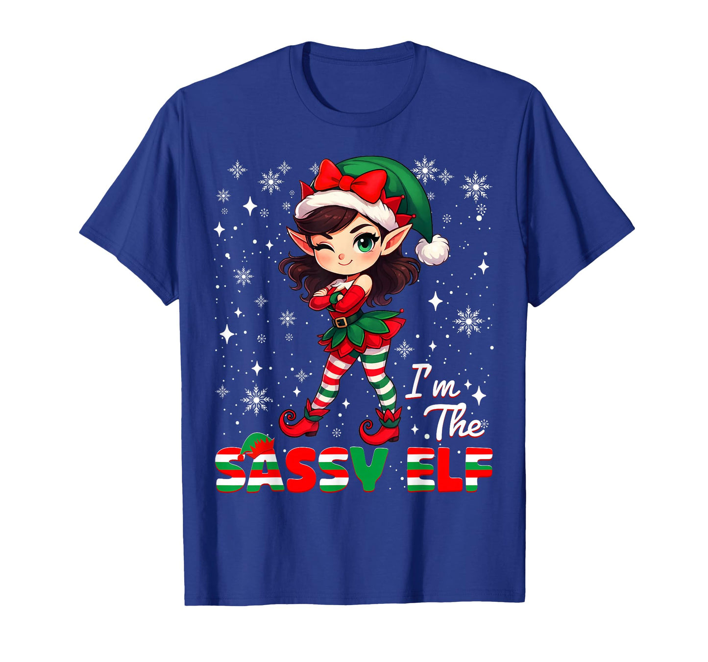 Im The Sassy Elf Cute Snowflake Christmas Xmas Girl Women T-Shirt