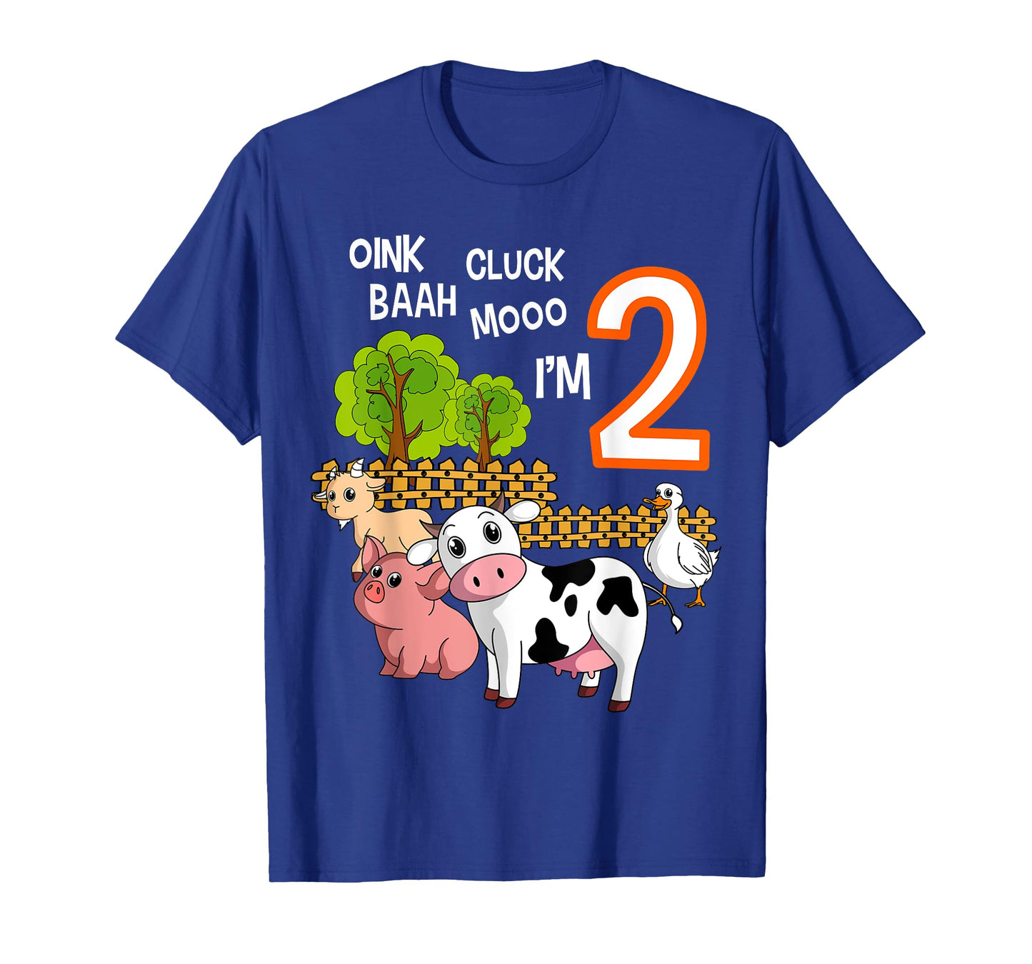 Oink Cluck Baah Mooo I'm 2 Farm Animal 2nd Birthday Party T-Shirt