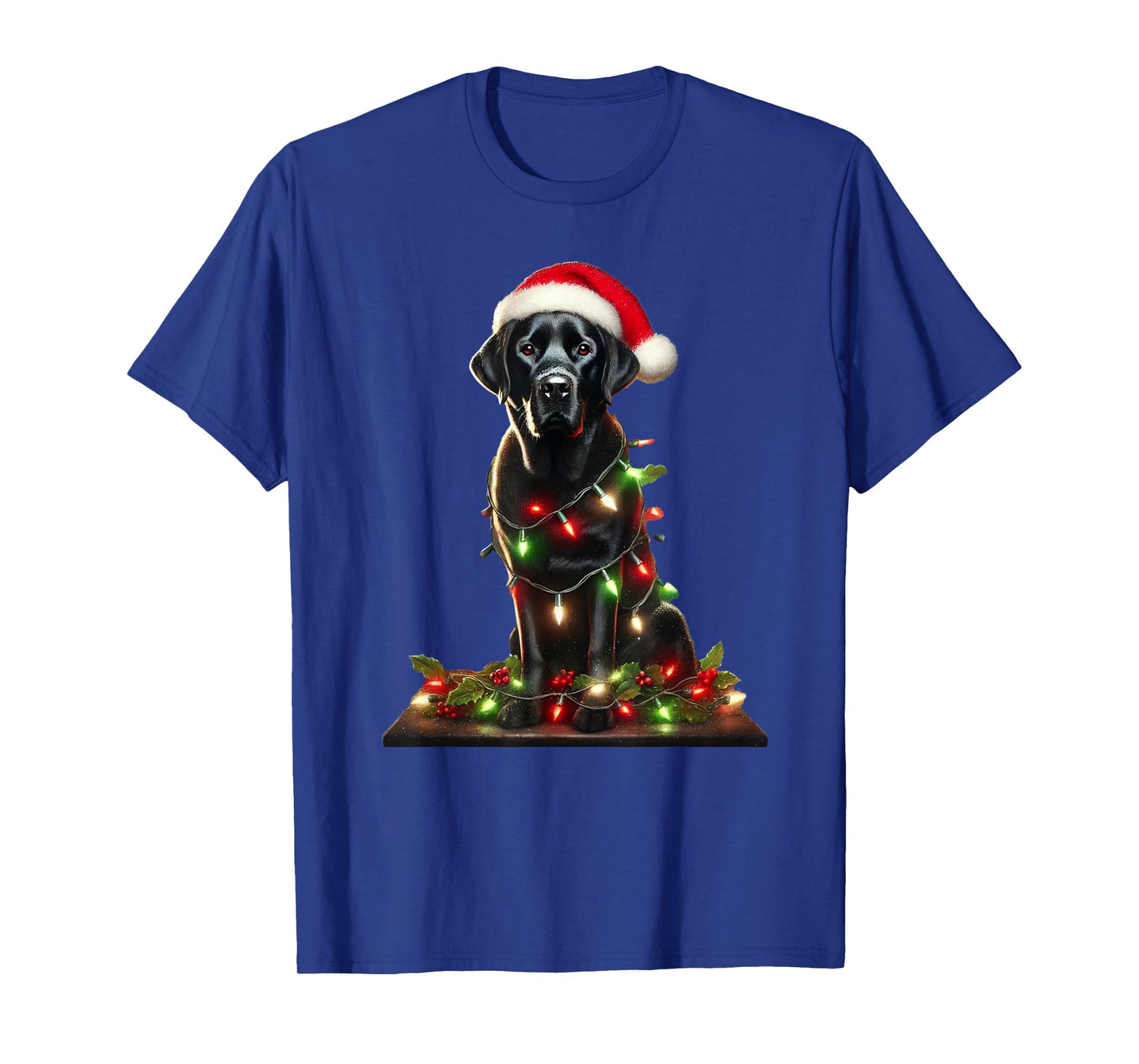 Funny Black Labrador Christmas Tree Light Pajama Dog Xmas T-Shirt