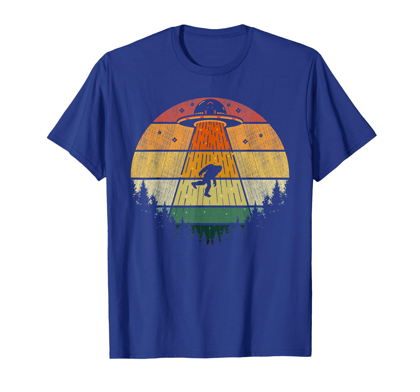 Retro Vintage Bigfoot UFO Abduction Funny Sasquatch Aliens T-Shirt