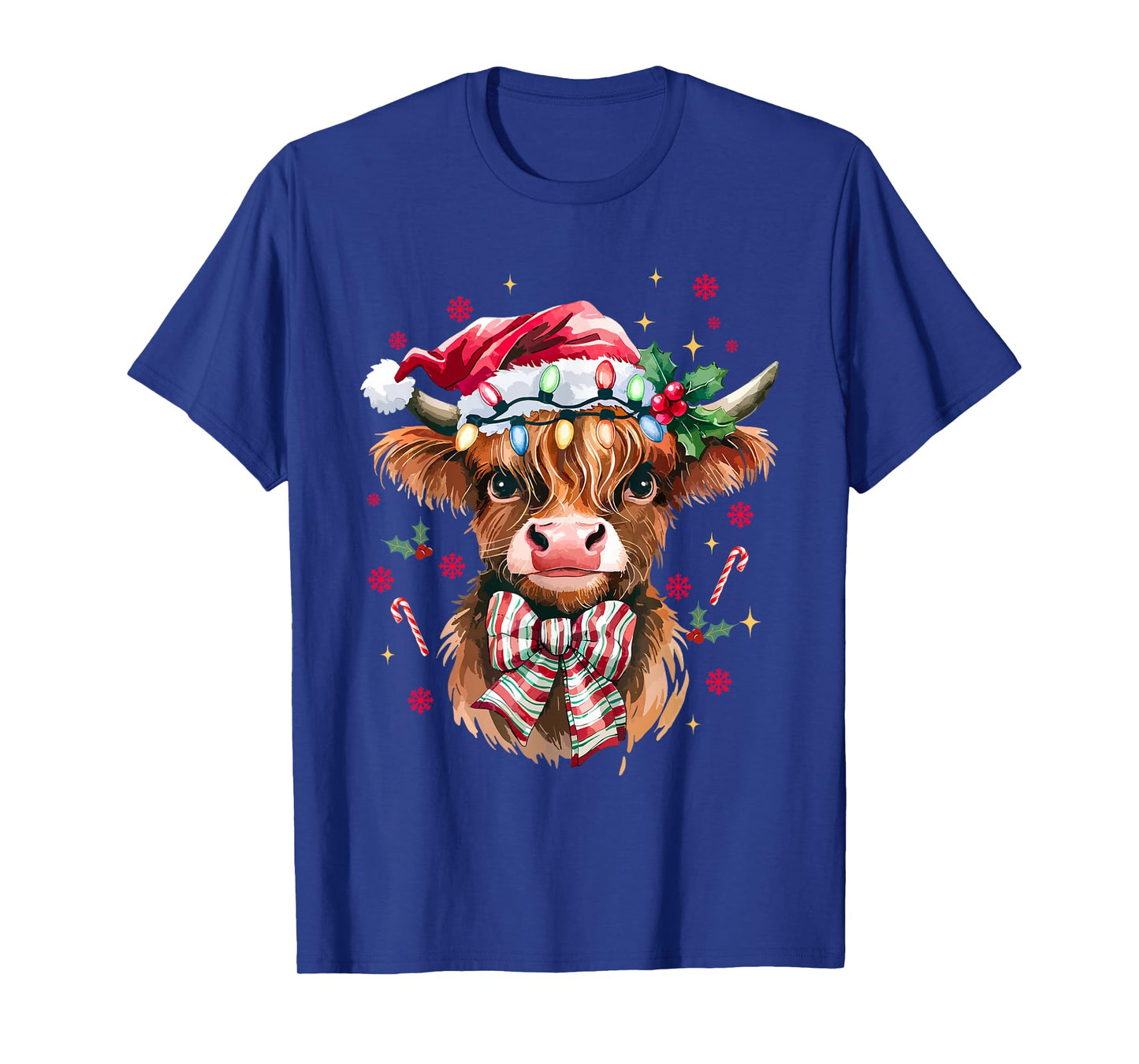 Coquette Christmas Western Highland Cow Santa Xmas Holiday T-Shirt