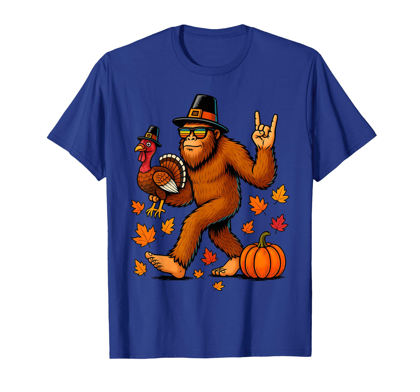 Bigfoot Turkey Pumpkin Thanksgiving for Men Boys Kids T-Shirt