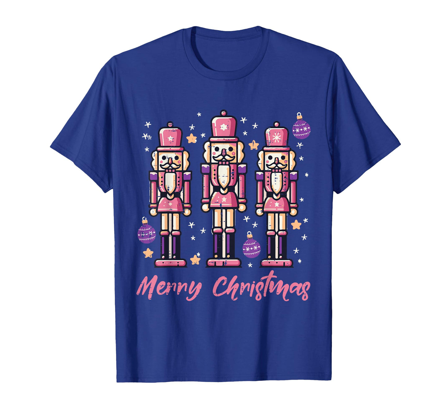 Merry Christmas Pink Nutcrackers Xmas Women Girls Kids Youth T-Shirt