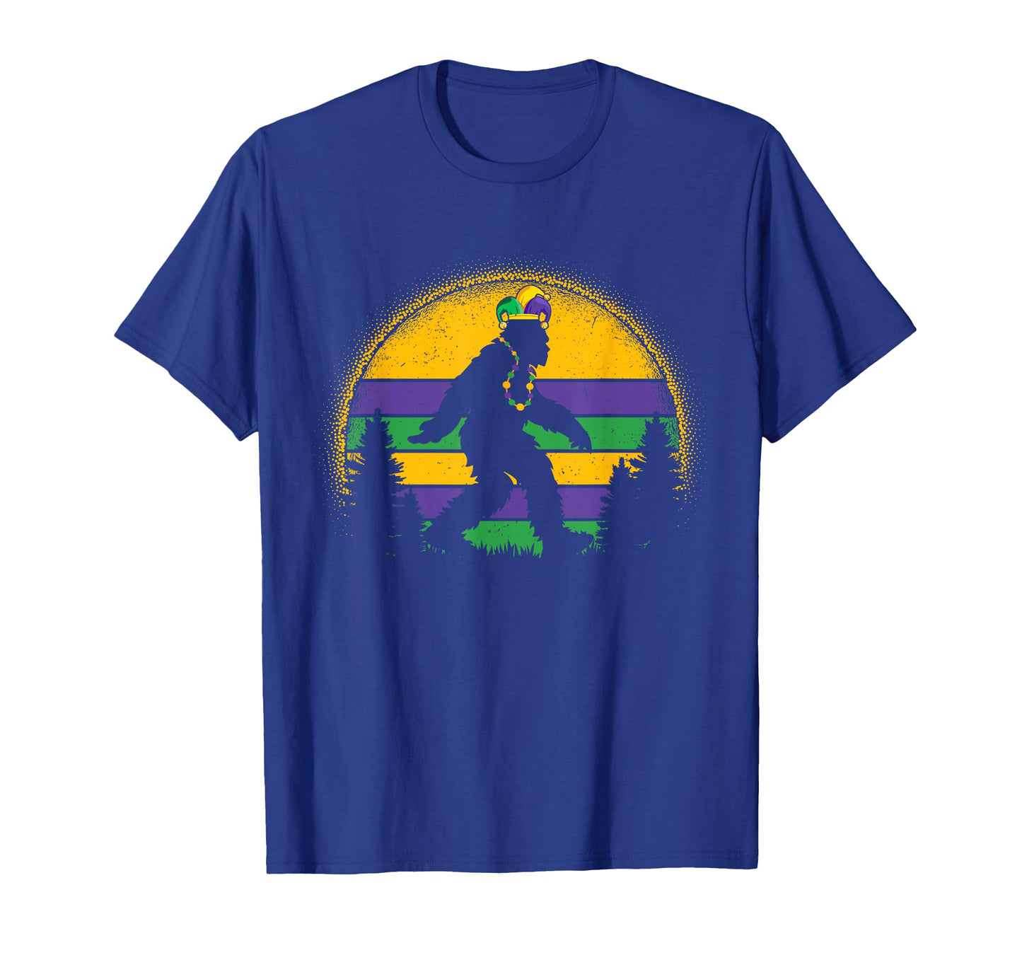 Mardi Gras Bigfoot Funny Kids Men Sasquatch Mardi Gras T-Shirt