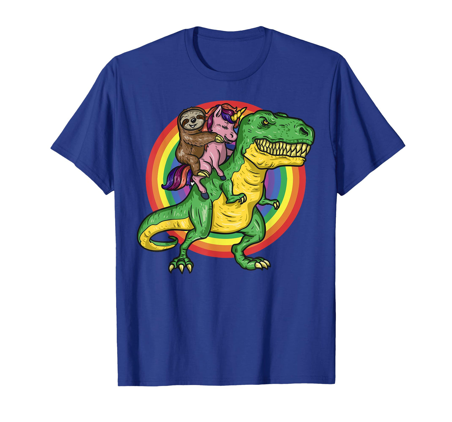 Sloth Unicorn Riding Trex Dinosaur Animal Lover Kids Gift T-Shirt