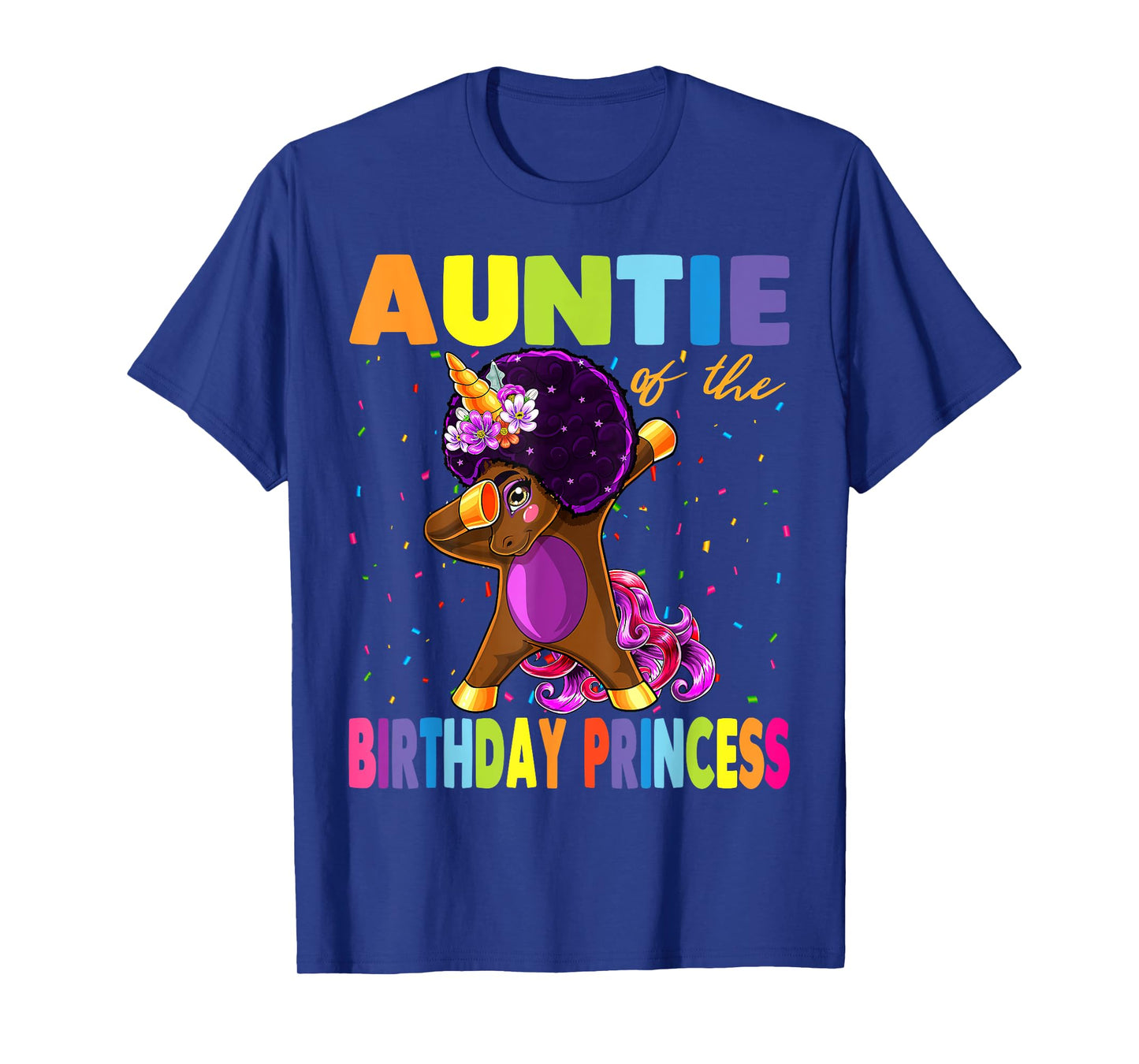 Dabbing Unicorn Afro Auntie of the Birthday Princess T-Shirt