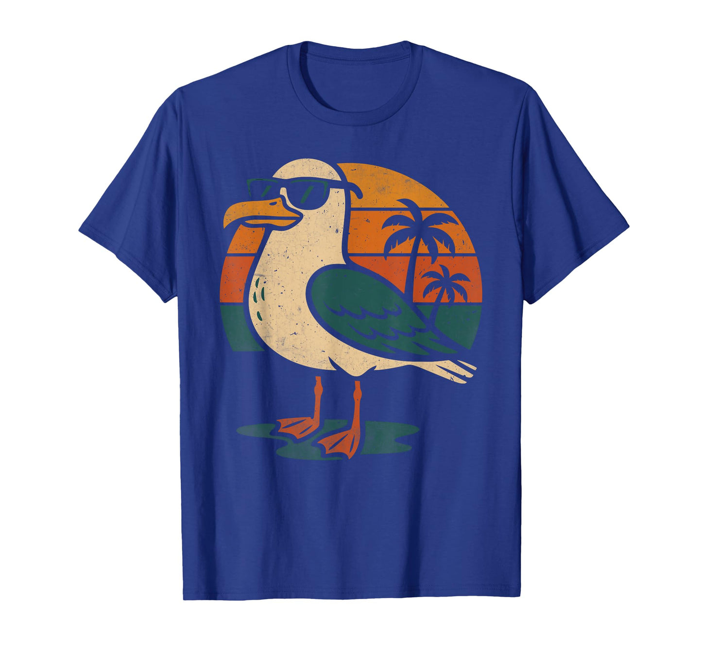 Cool Seagull With Sunglasses Retro Beach Sunset T-Shirt