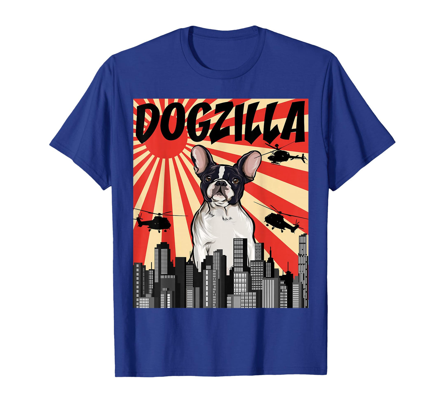 Funny Retro Japanese Dogzilla French Bulldog T-Shirt for Men Women