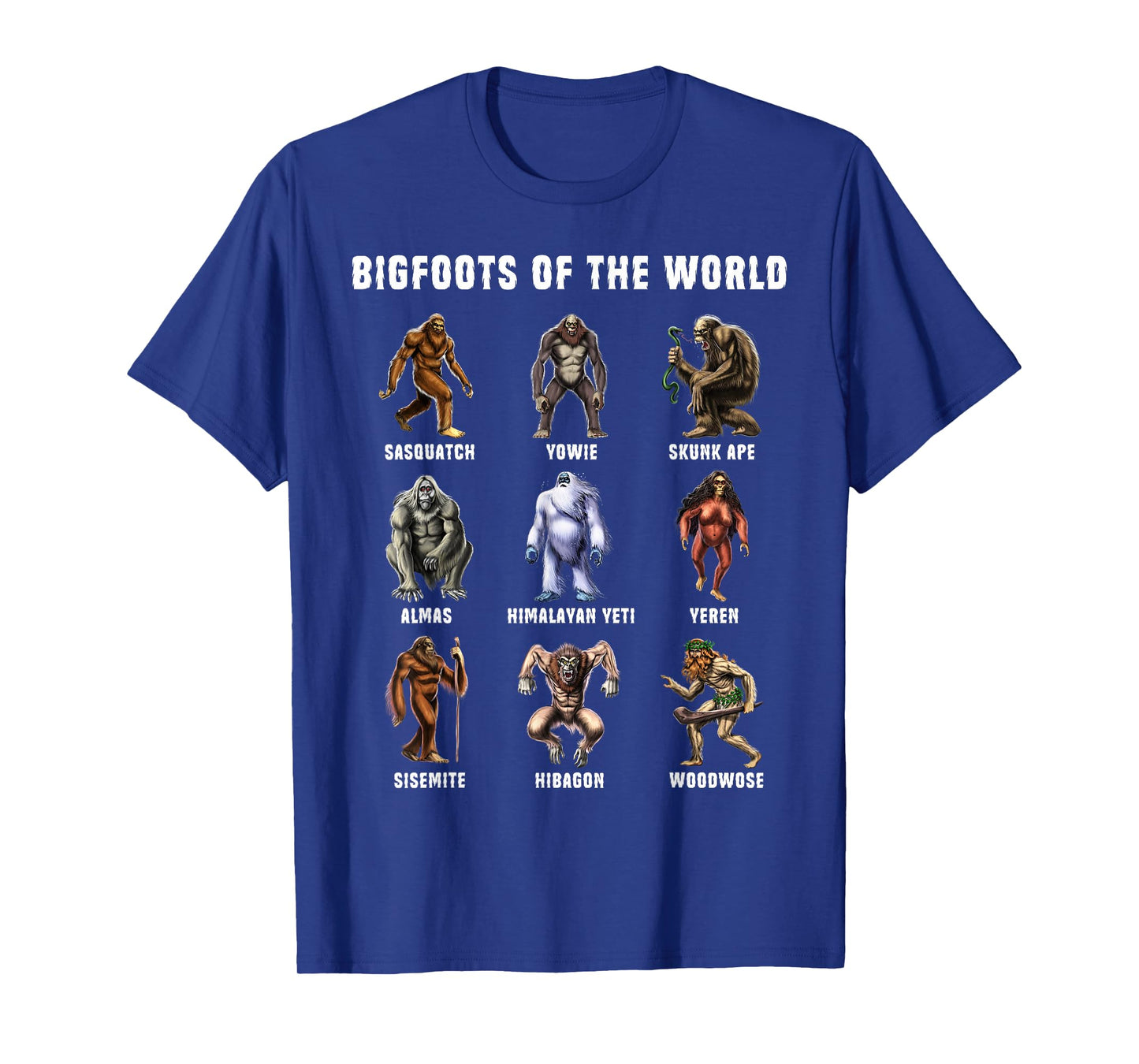 Cryptozoology Cryptid Fantasy Creatures Clothing Bigfoots Of The World Cryptozoology Cryptid Creature Unisex-Adults T-Shirt Black Small