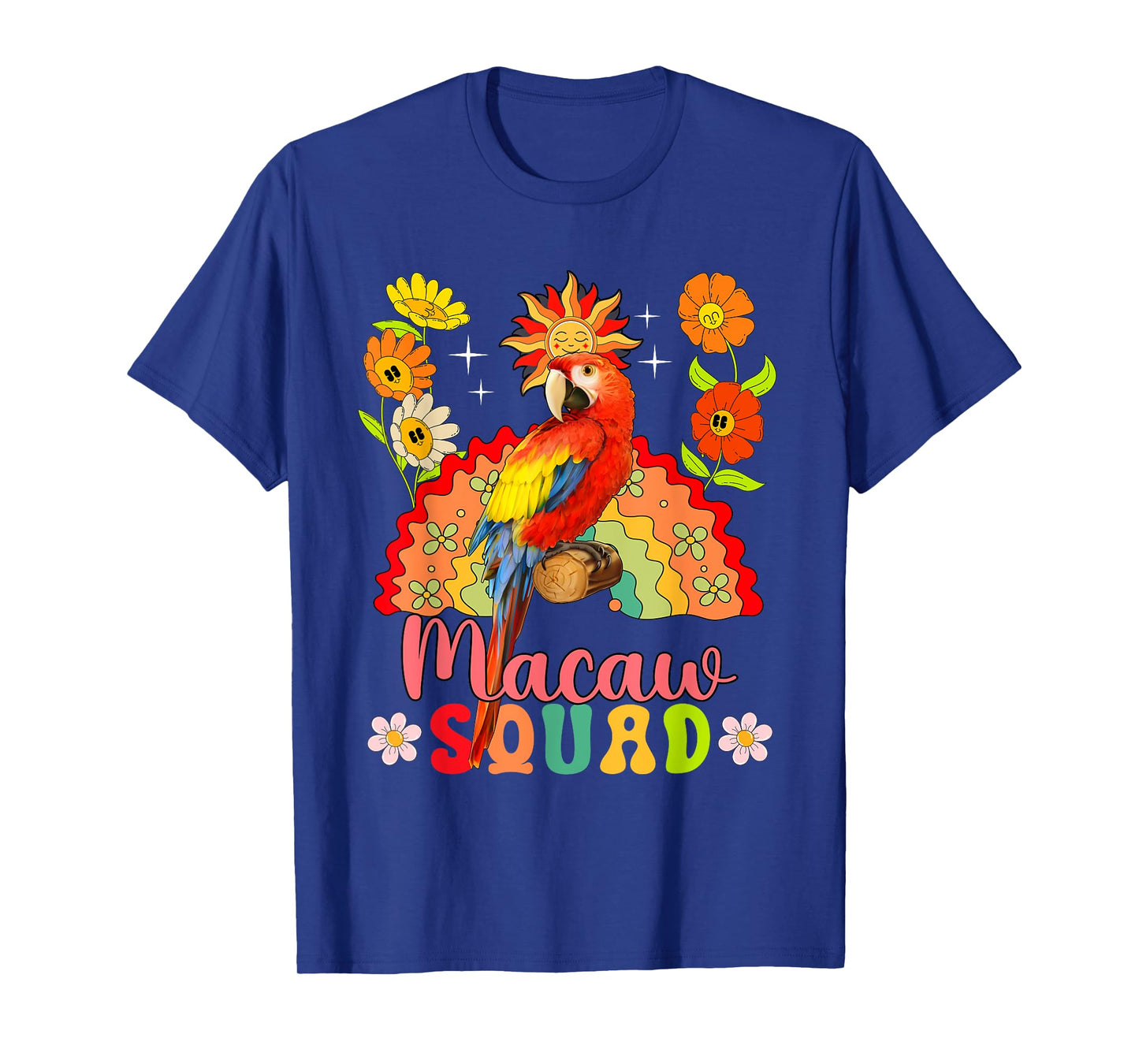 Macaw Squad Flowers Macaw Cute Rainbow Bird Lover Kids T-Shirt