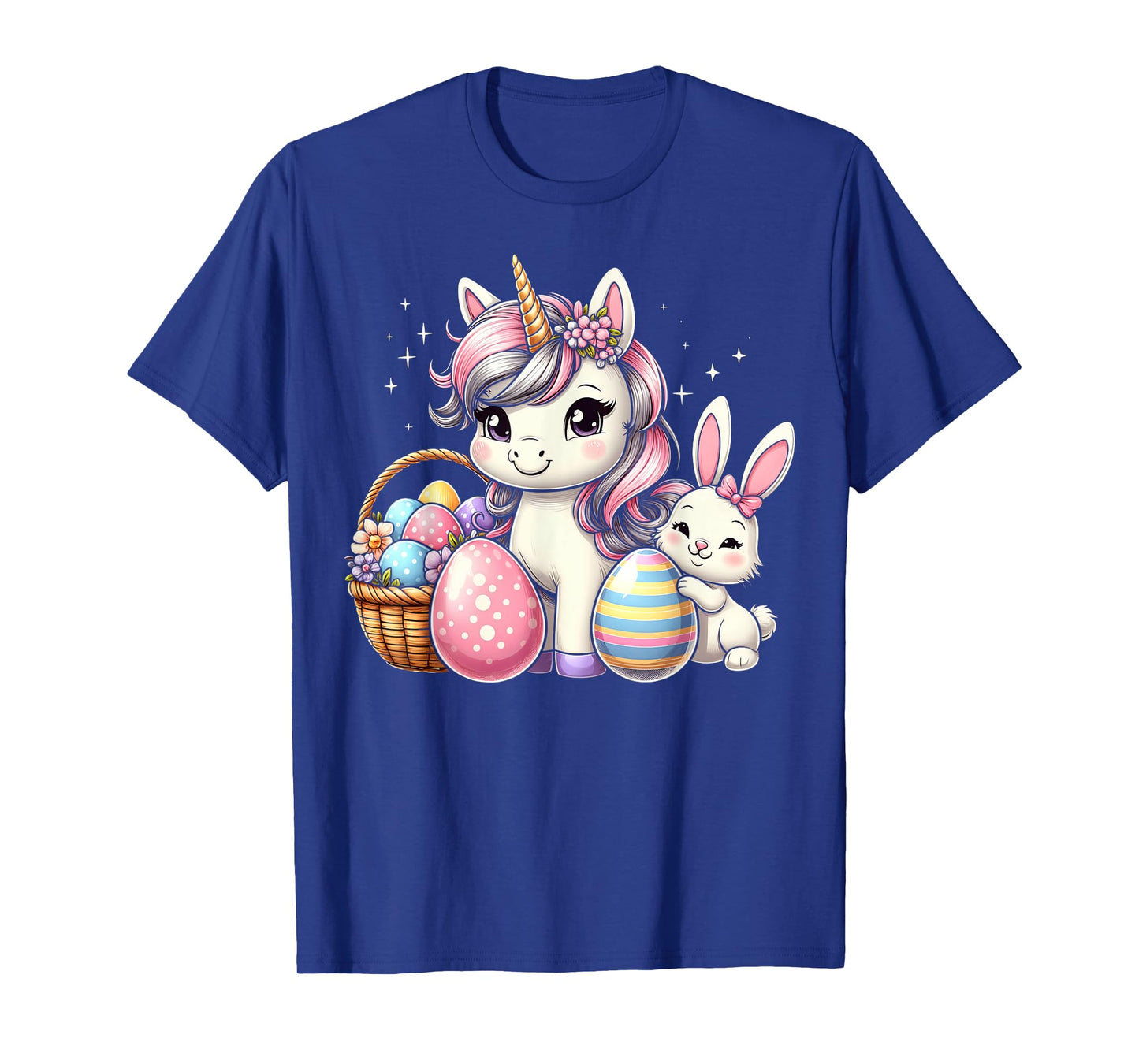 Cute Unicorn Easter Bunny Colorful Eggs Girls Kids T-Shirt