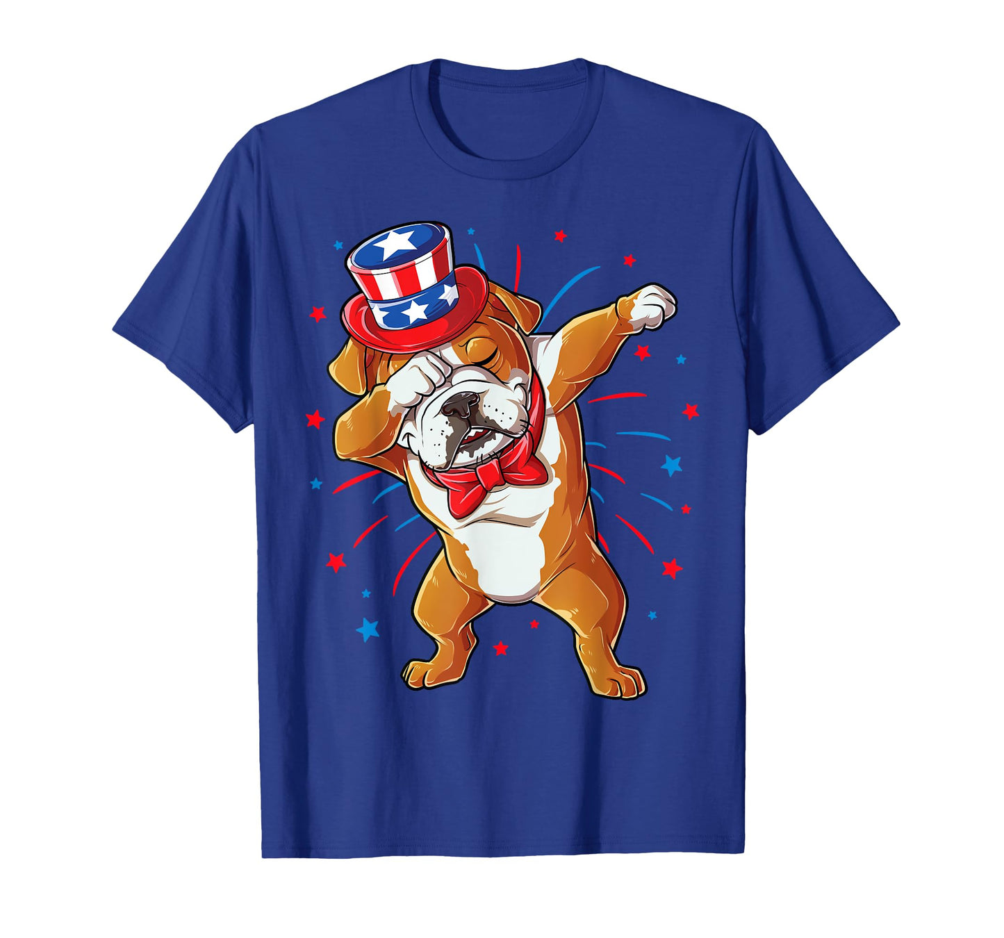 Dabbing English Bulldog 4th of July T shirt Men USA Flag T-Shirt