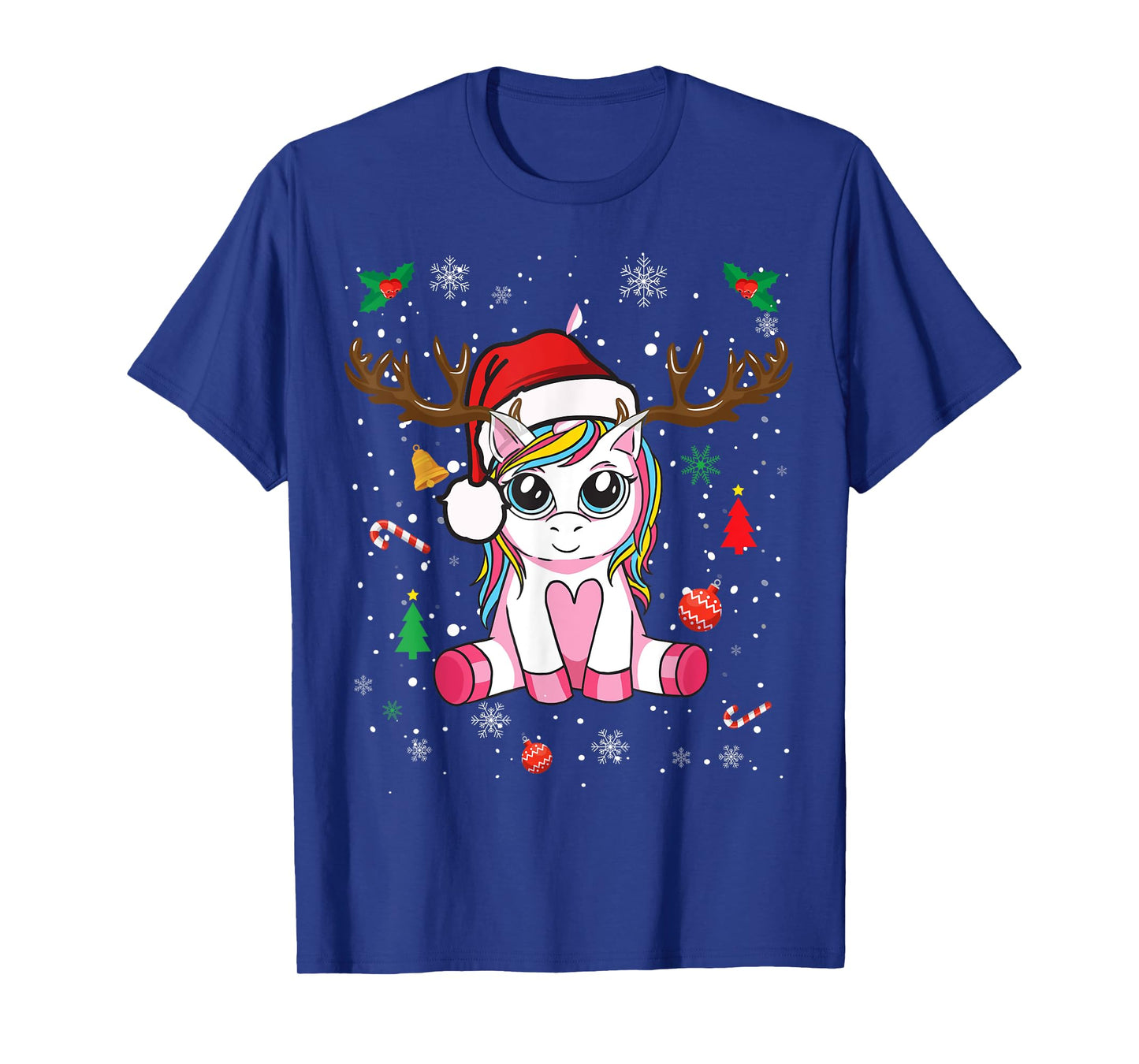 Cute Christmas Shirt Girls Women Xmas Unicorn Deer Christmas T-Shirt
