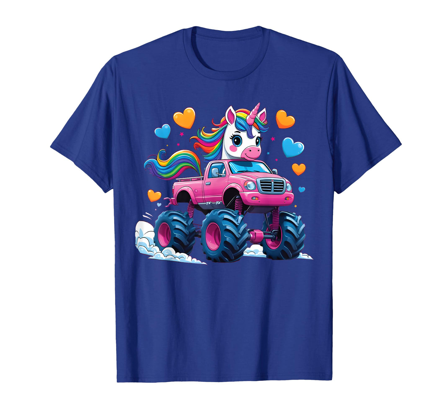 Funny Cute Unicorn Riding A Pink Monster Truck Unicorn Girl T-Shirt