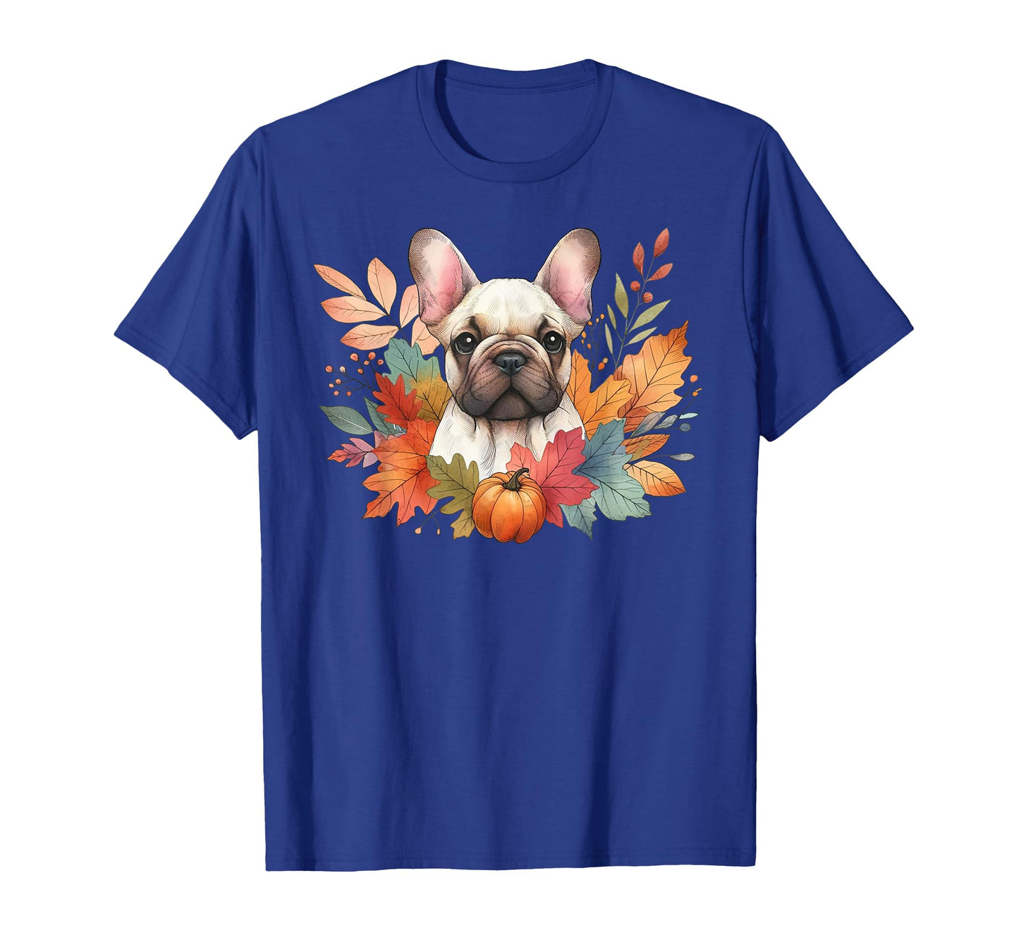 French Bulldog Autumn Fall Red Leaves Holiday Thanksgiving T-Shirt