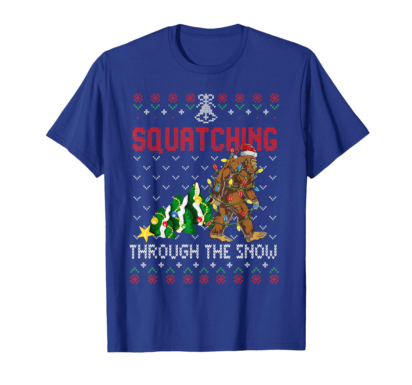 Funny Sasquatch Christmas Squatching Bigfoot Xmas Tree Ugly T-Shirt