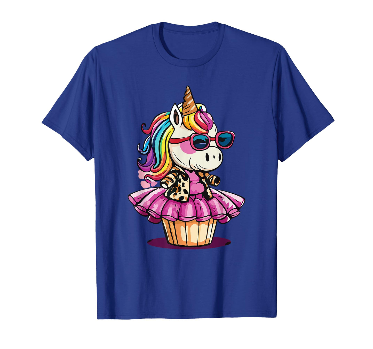 Unicorn Cupcake Cute Leopard Print Rainbow Unicorn Party T-Shirt, Small
