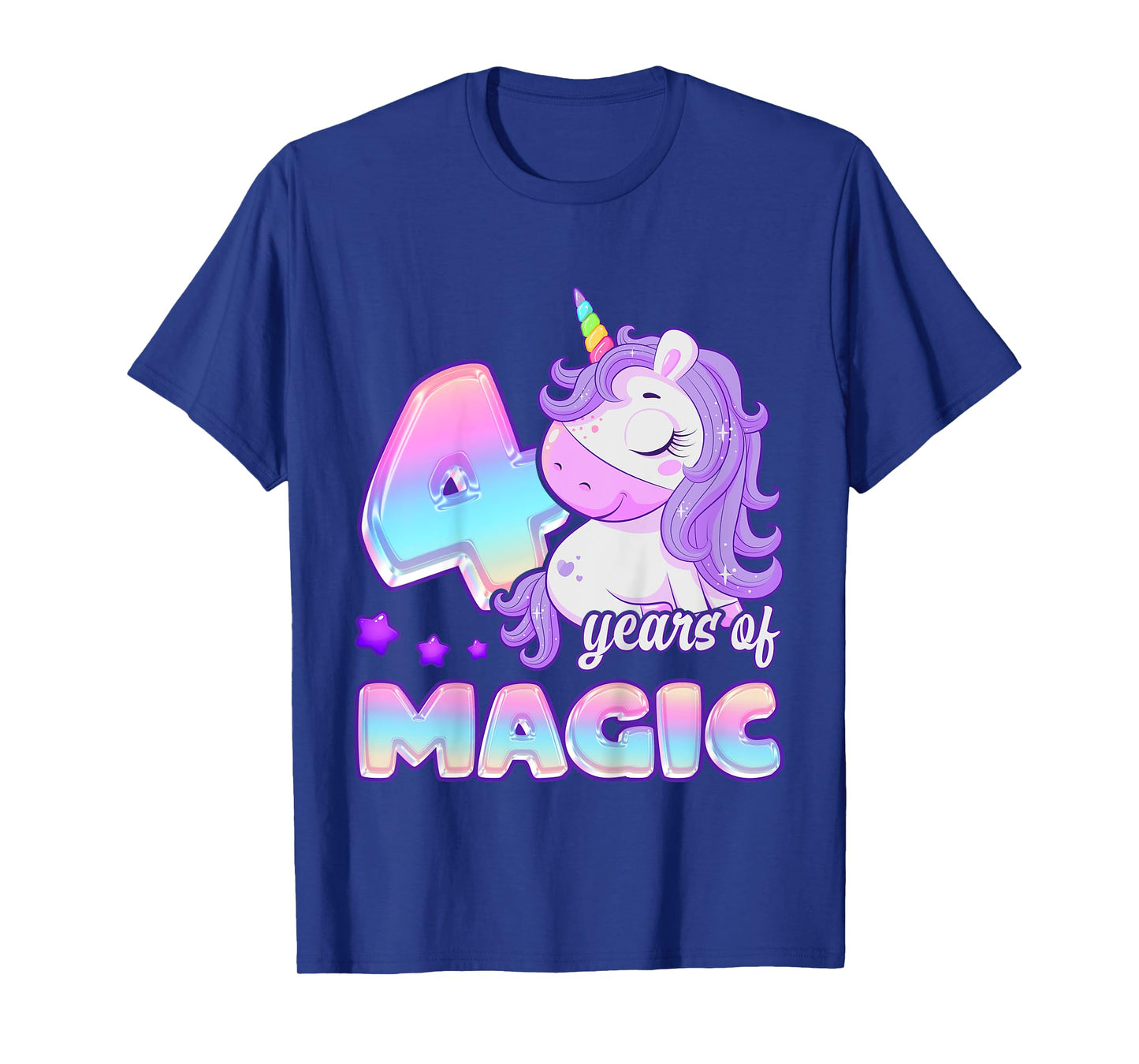 Birthday Girl 4 Year Old, Unicorn 4 Years of Magic Birthday T-Shirt