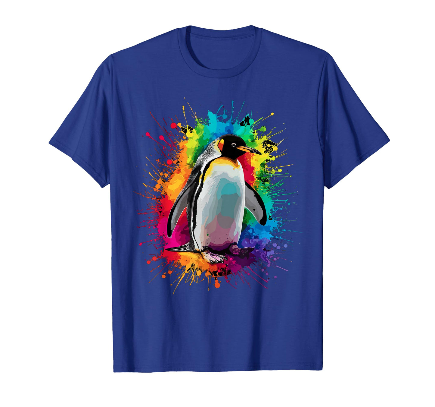 Colorful Paint Splash Penguin Animal Art Graphic T-Shirt