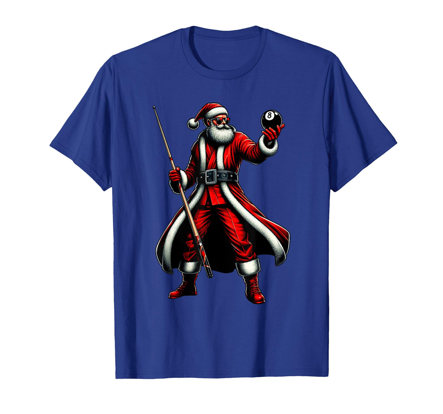 Santa Playing Billiards Men Boys Christmas Billiards Player T-Shirt