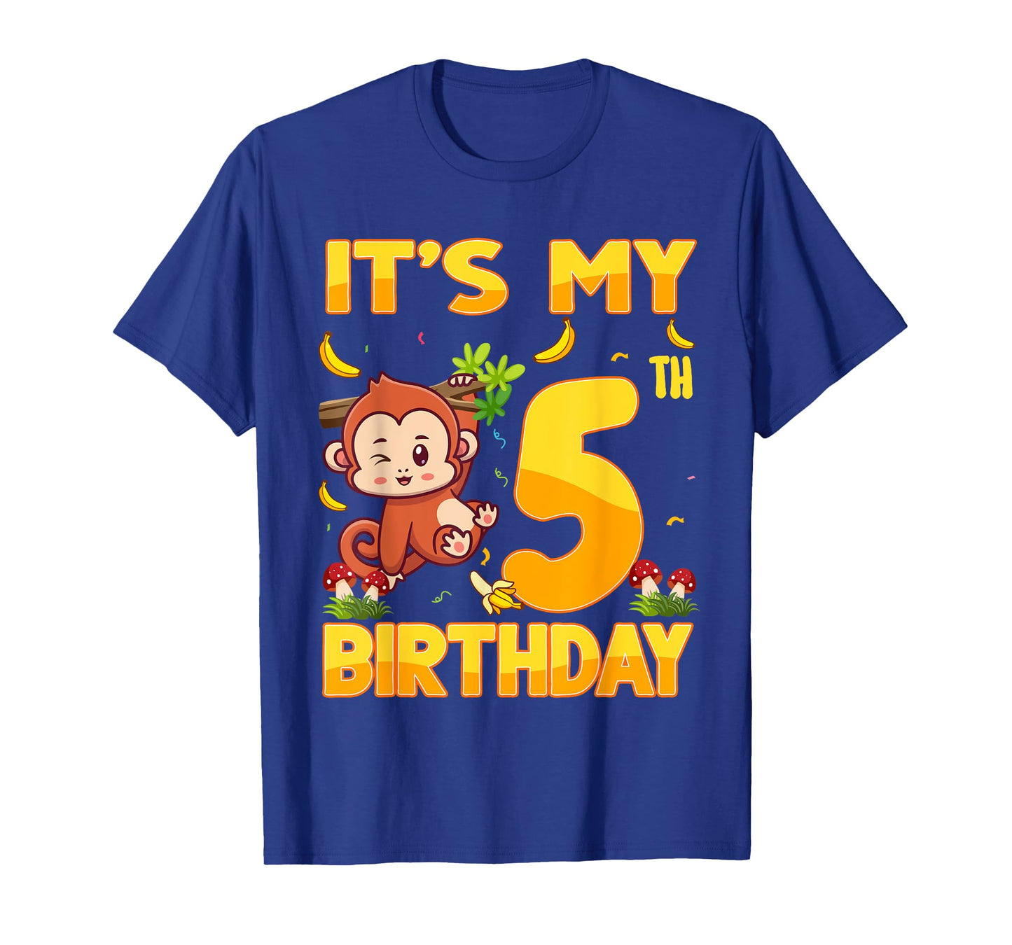 It's My 5th Birthday Monkey 5 Year Old Bday Party Kid Boy Gi T-Shirt