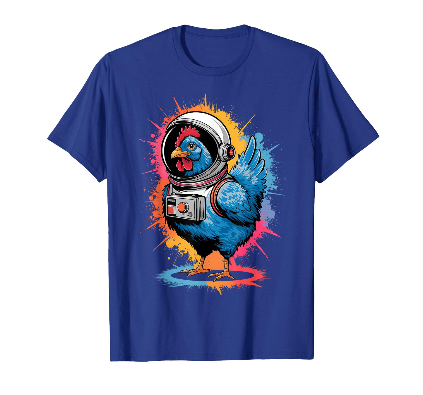 Funny Chicken Graphic Astronaut Chicken Unisex-Adults, Unisex-Kids Chicken Lover T-Shirt Black Small Classic Fit Imported Cotton, Polyester Short Sleeve T-Shirt