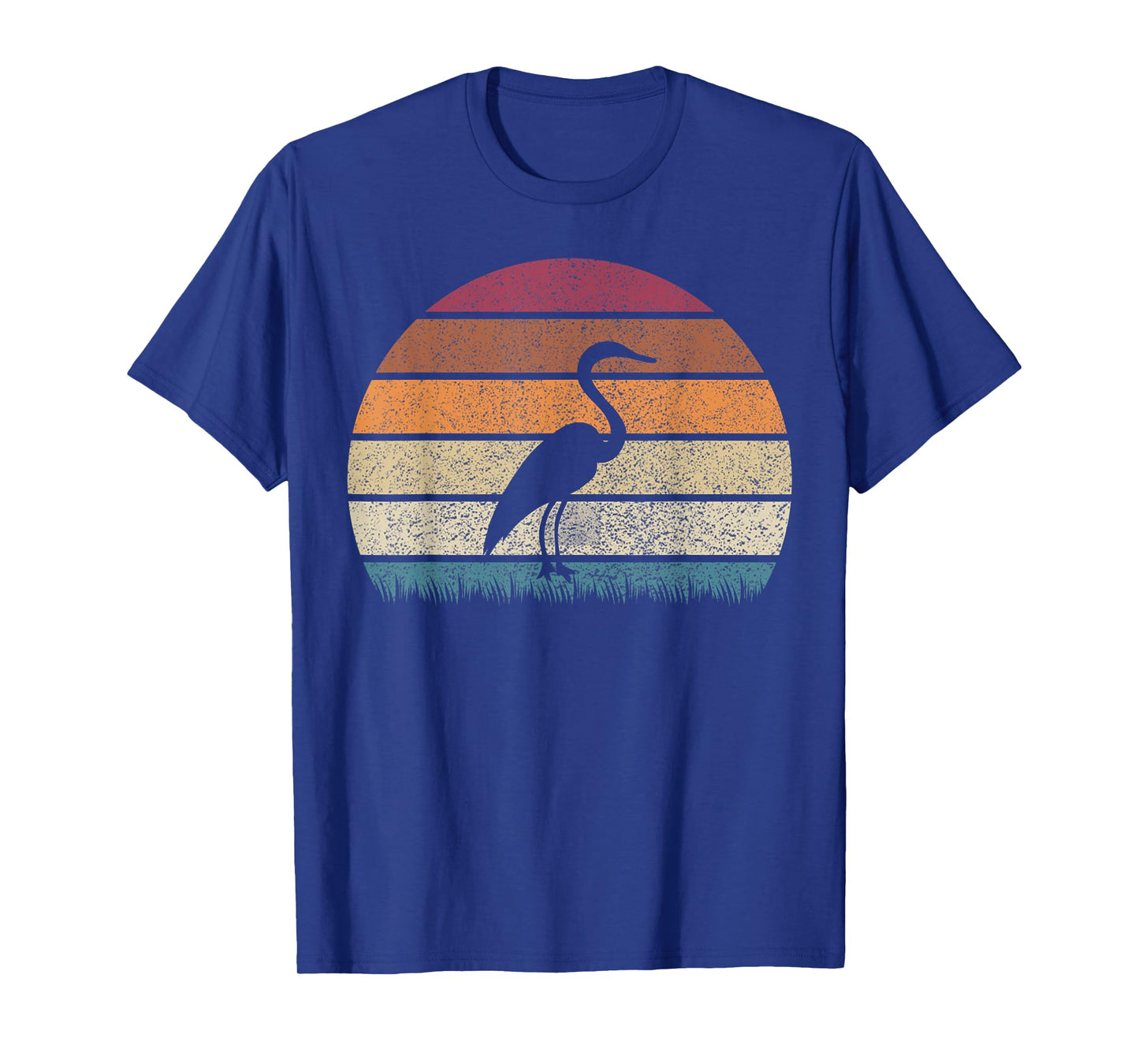 Vintage Retro Sunset Grey Heron Bird Lover Silhouette T-Shirt