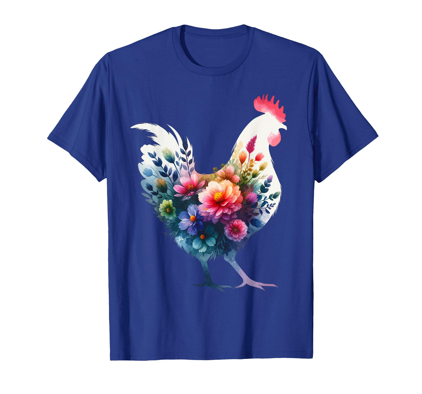 Chicken Floral Art Graphic Women Farm Chicken Lover Colorful T-Shirt