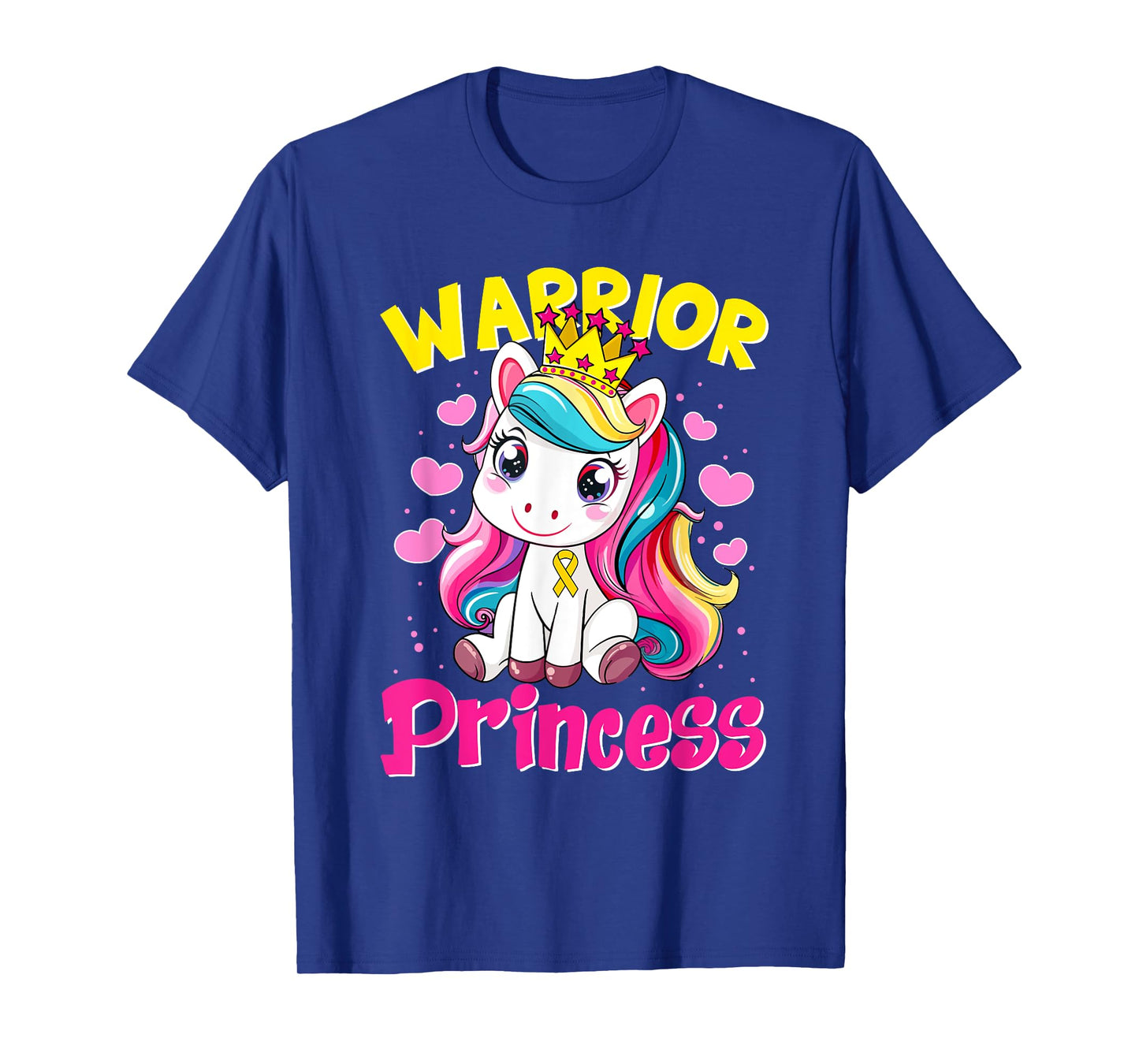 Warrior Princess Unicorn Girls Childhood Cancer Awareness T-Shirt