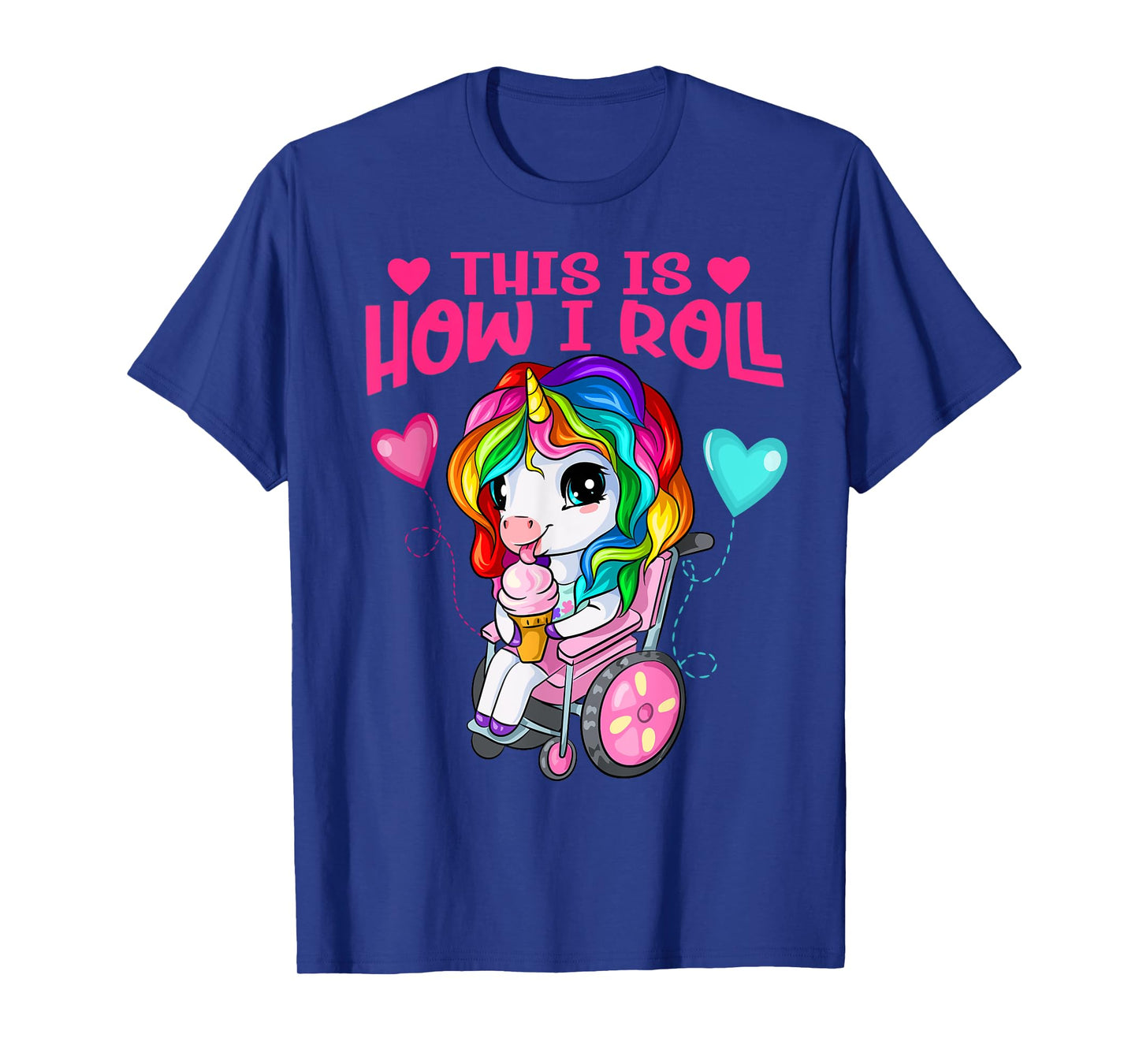 Cute Ice Cream Eating Unicorn Girl In Wheelchair T-Shirt