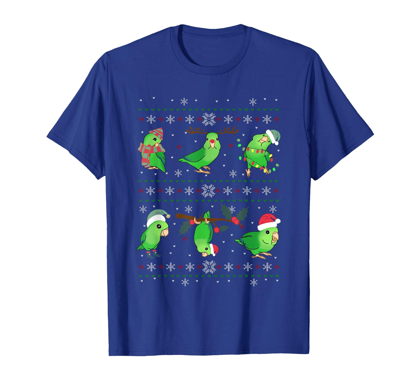 Ugly Christmas Green Parrotlet Birb memes Parrot owner T-Shirt