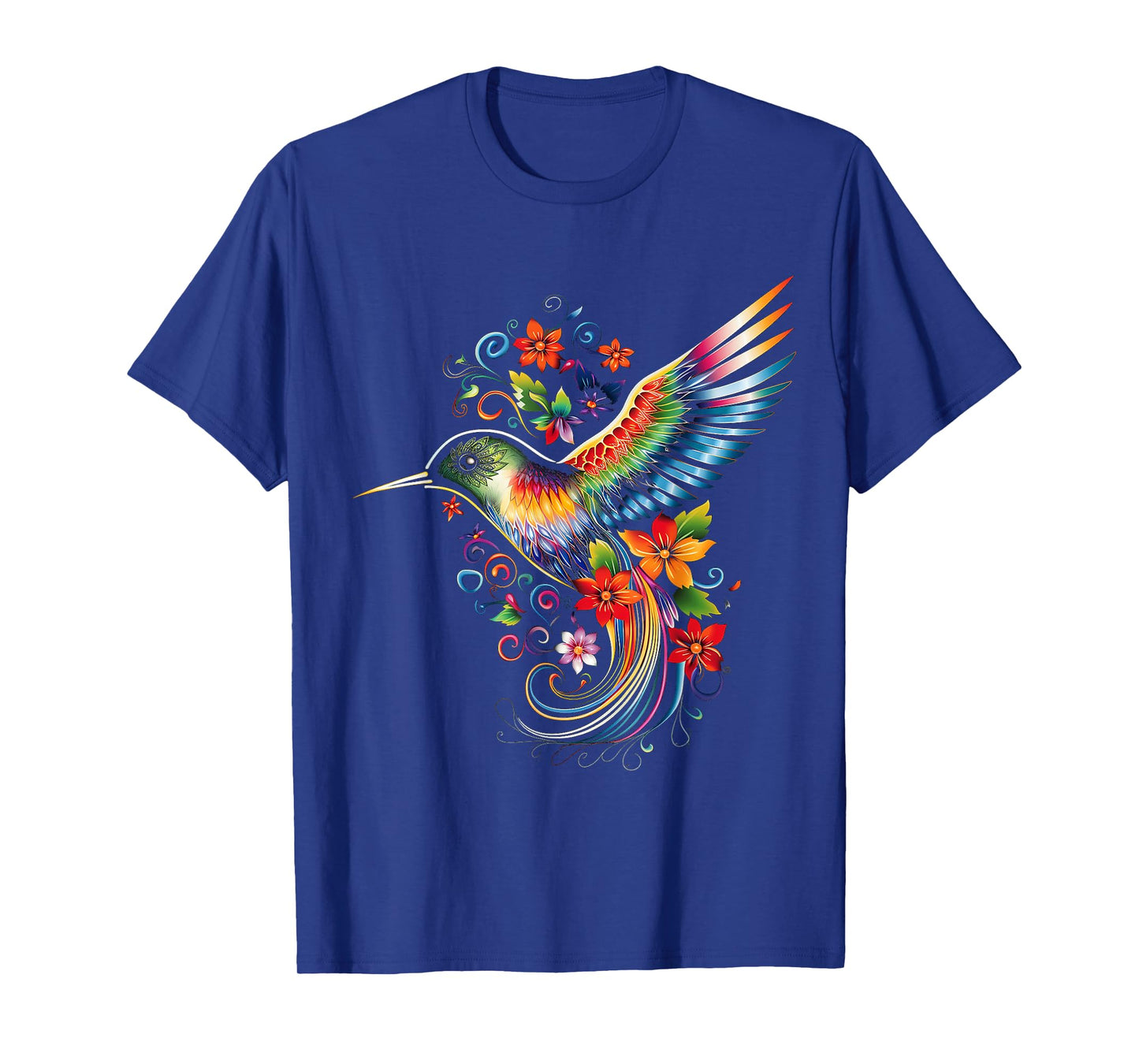 Hummingbird Art Animal Flowers Colorful Bird Hummindgbird T-Shirt