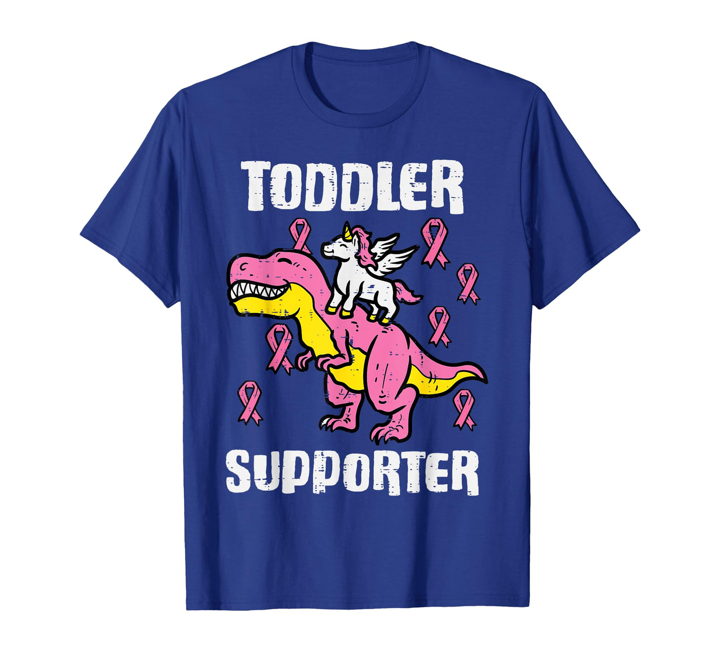 Unicorn Dino Toddler Supporter Breast Cancer Awareness Girl T-Shirt