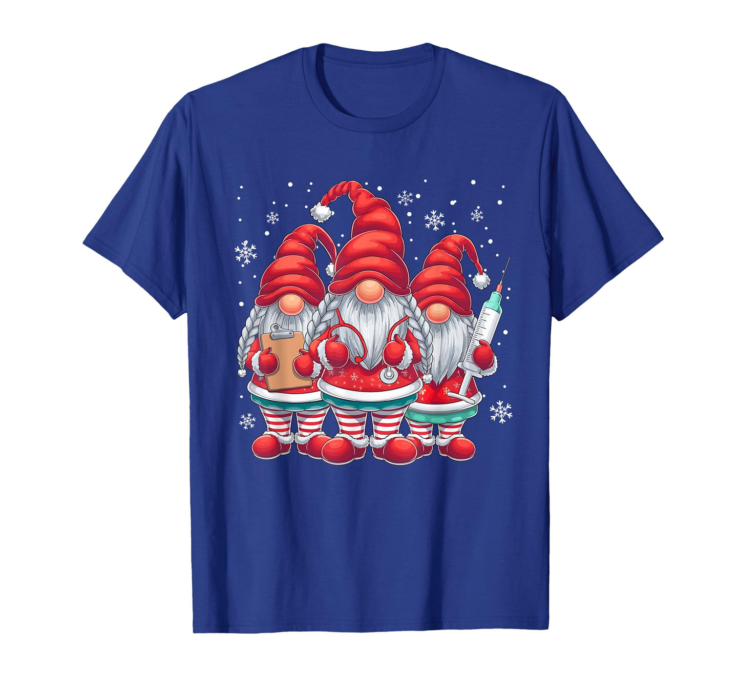 Xmas Medical Scrub Top Cute Nursing Christmas Gnomes Nurse T-Shirt
