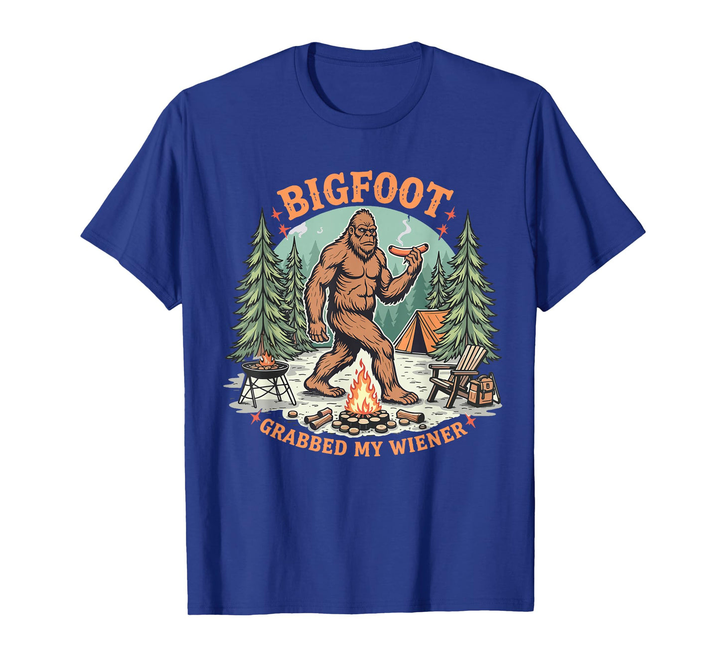 Funny Bigfoot Meme Sasquatch Men Bigfoot Grabbed My Wiener T-Shirt