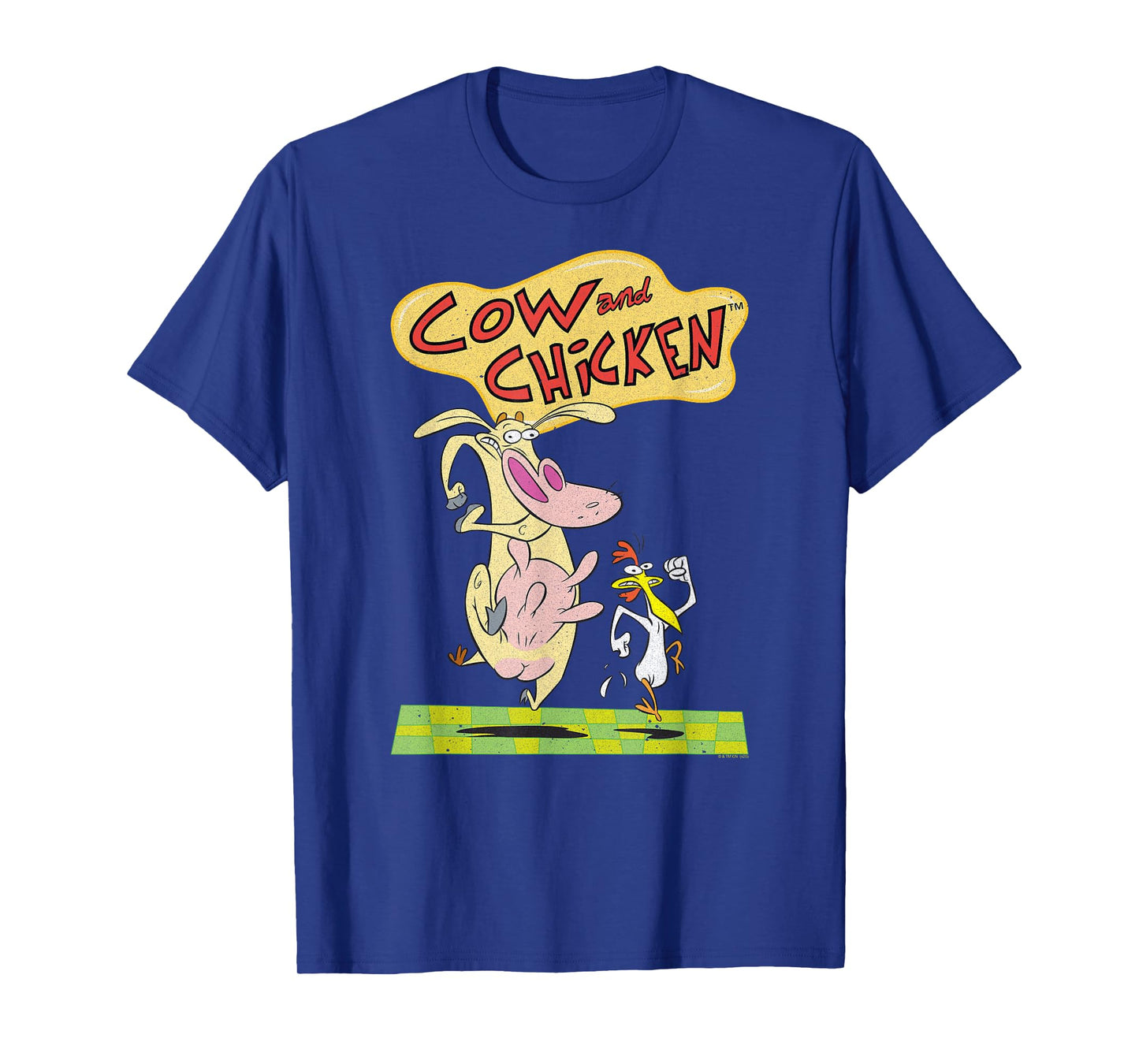 Cow and Chicken Vintage Running Characters Cartoon T-Shirt