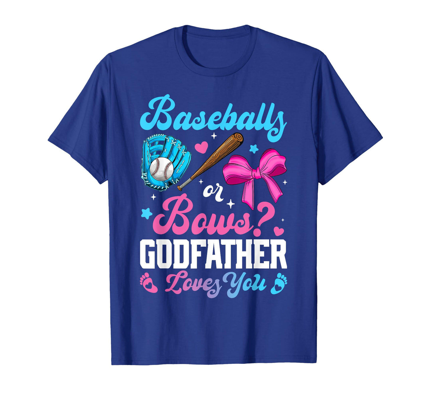 Baseball Or Bows Godfather Loves You Funny Gender Reveal T-Shirt
