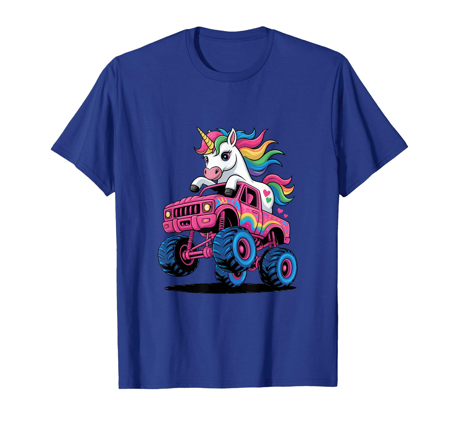 Funny Cute Unicorn Riding A Pink Monster Truck T-Shirt