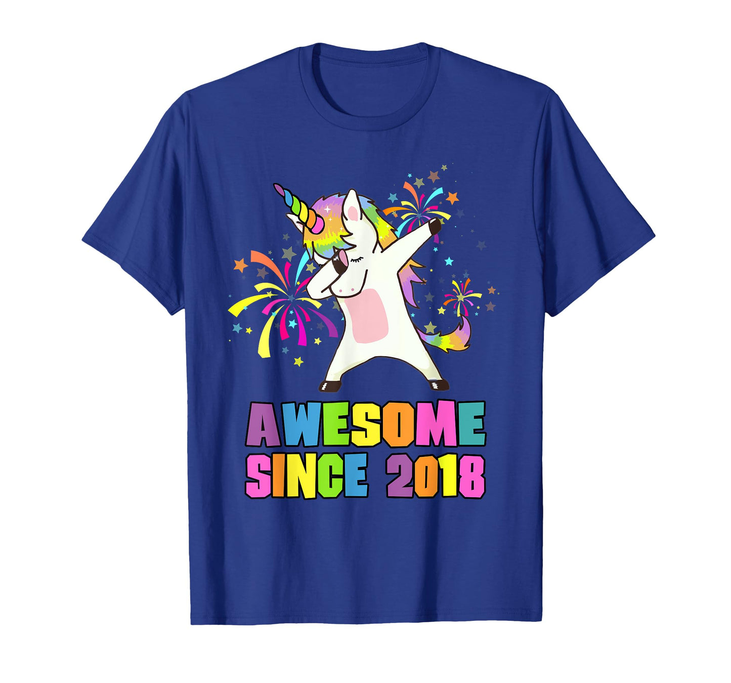 7 Years Old 7th Birthday Awesome Since 2018 Unicorn T-Shirt