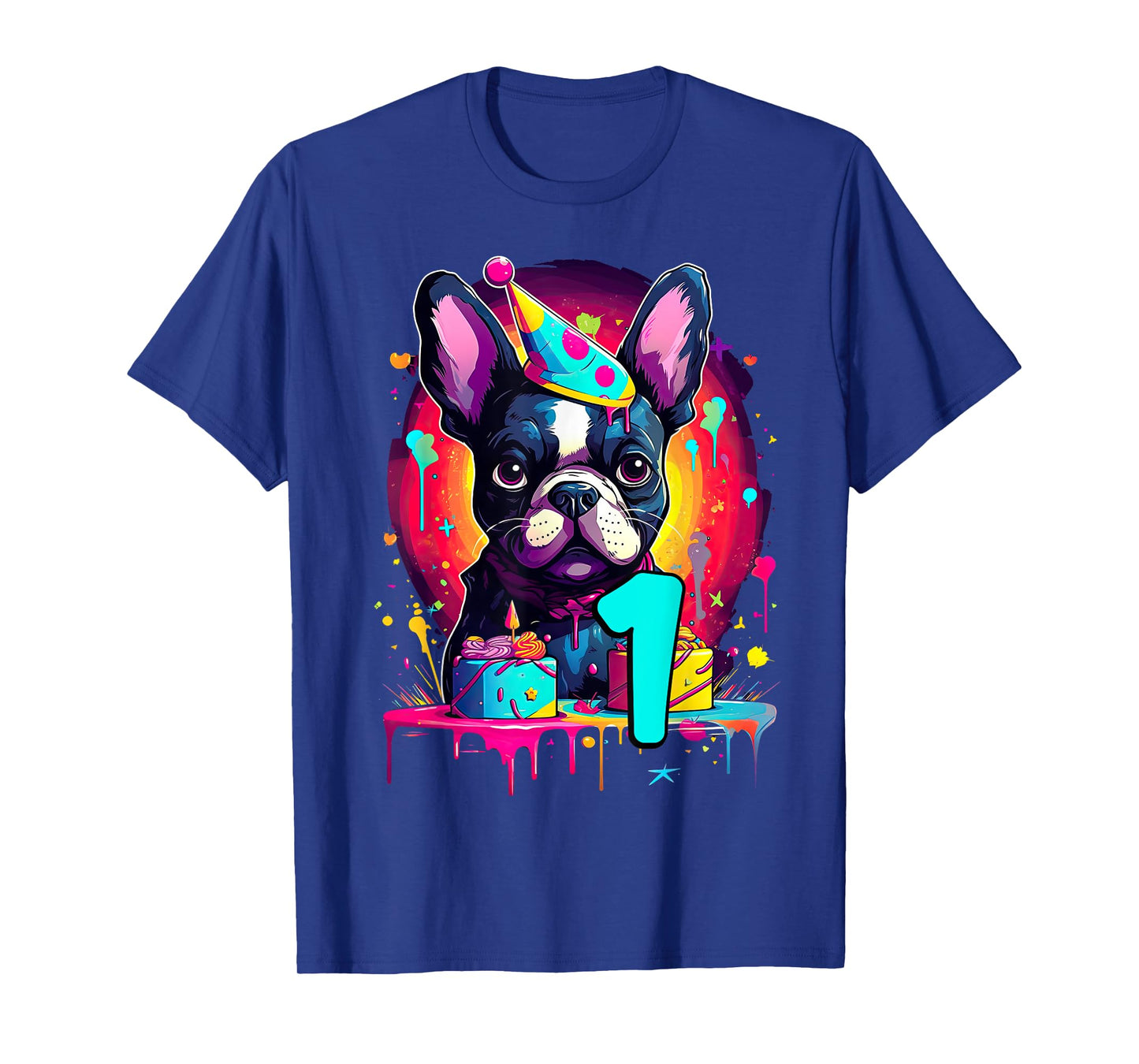 French Bulldog Dog 1st Birthday Themed Party 1 Years Old Men Women Girls Kids T-Shirt