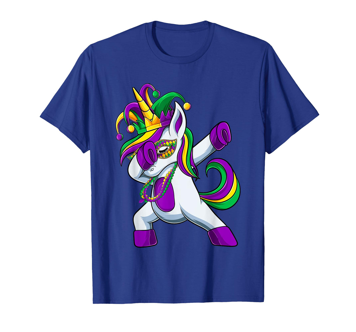 Dabbing Jester Unicorn Mardi Gras Shirt, Kids Girls T-Shirt