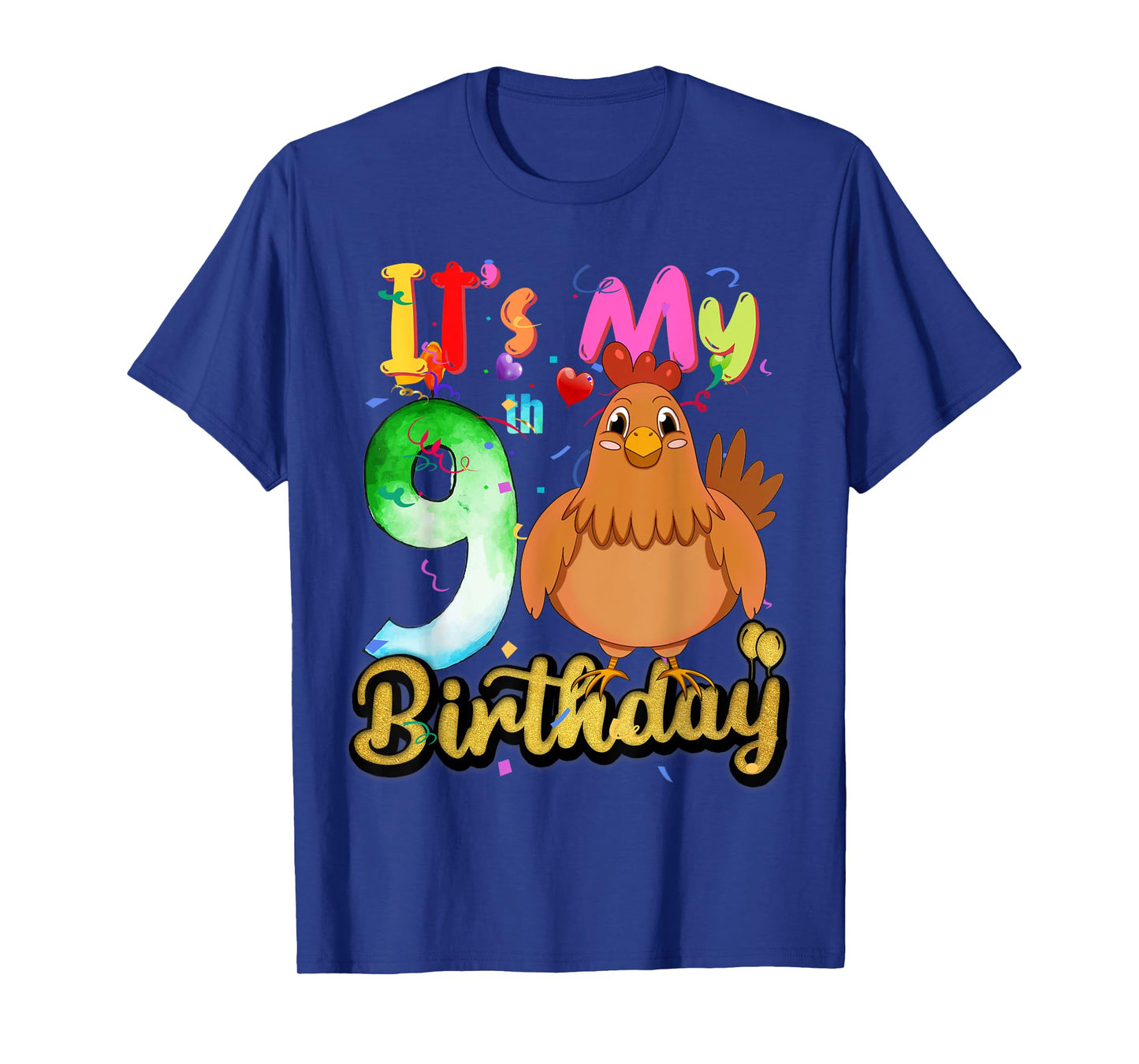 Kids Chicken 9th Birthday 9 Years Old Girls Chicken Birthday T-Shirt