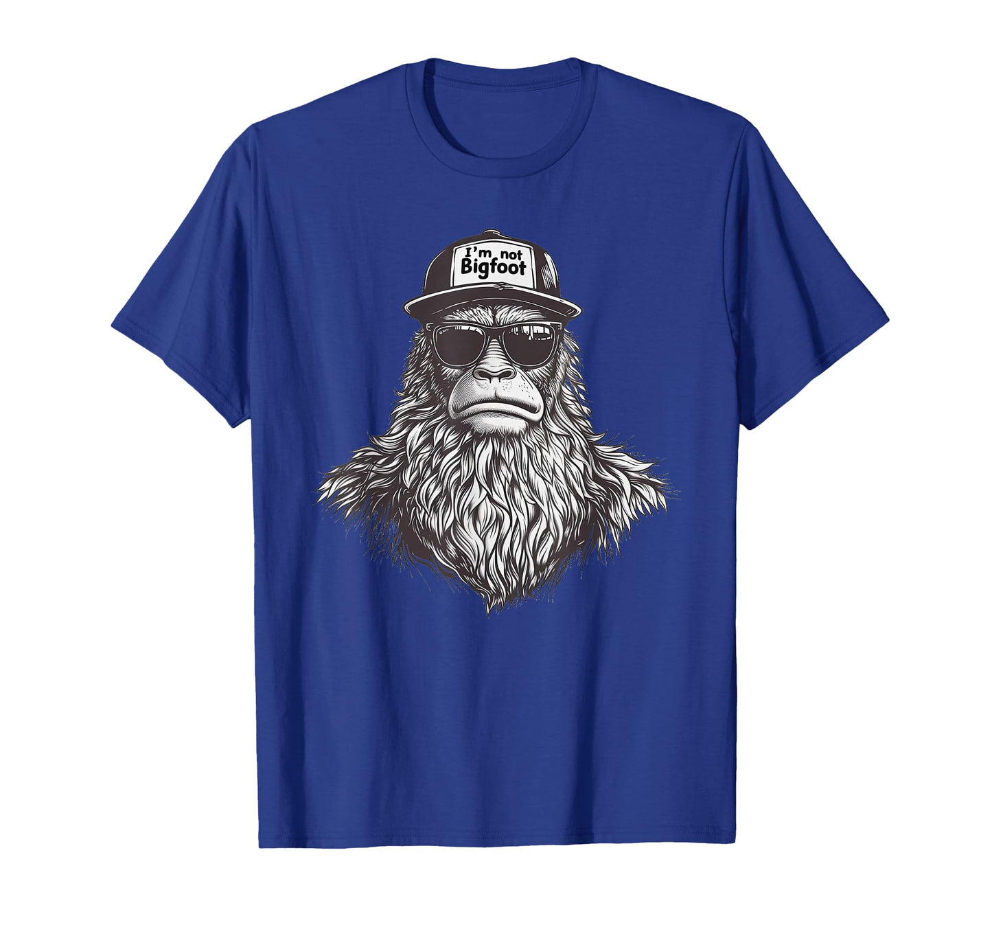Bigfoot In Disguise Sunglasses Trucker Hat I'm Not Sasquatch T-Shirt, Small, Black