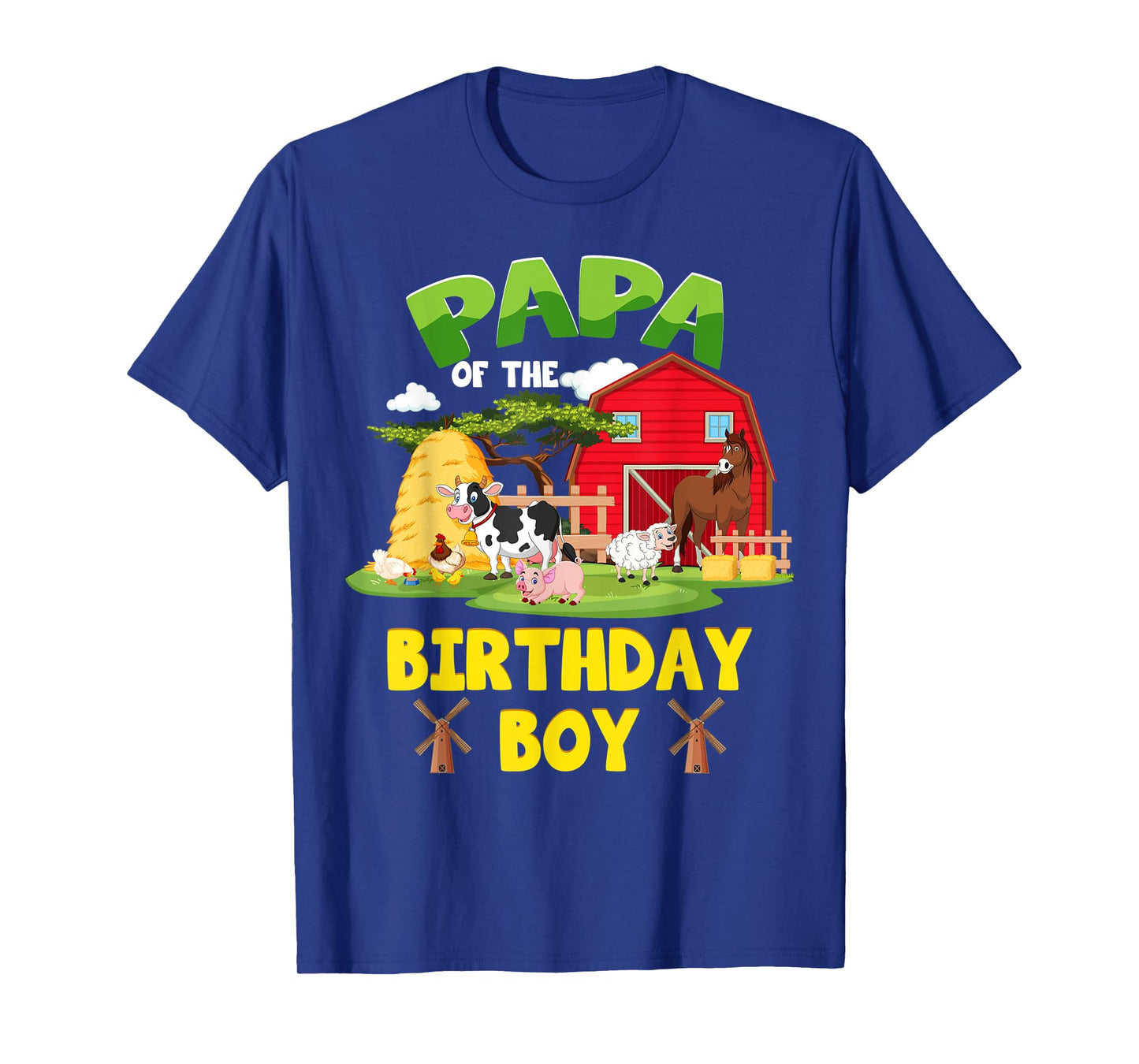 Papa Of The Birthday Boy Farm Animals Barnyard Party T-Shirt