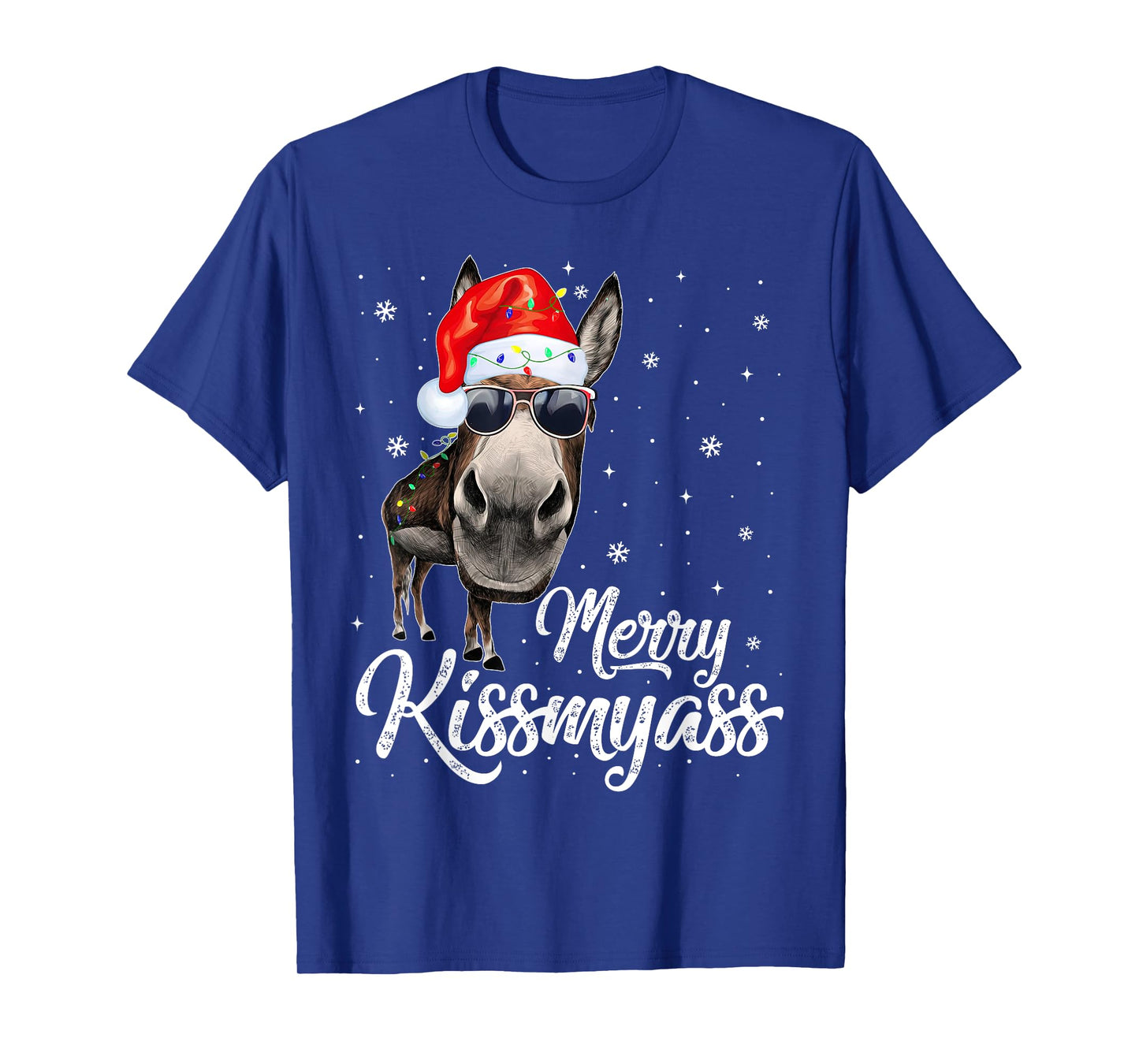 Merry Kissmyass Donkey Sarcastic Xmas Funny Pajama Christmas T-Shirt