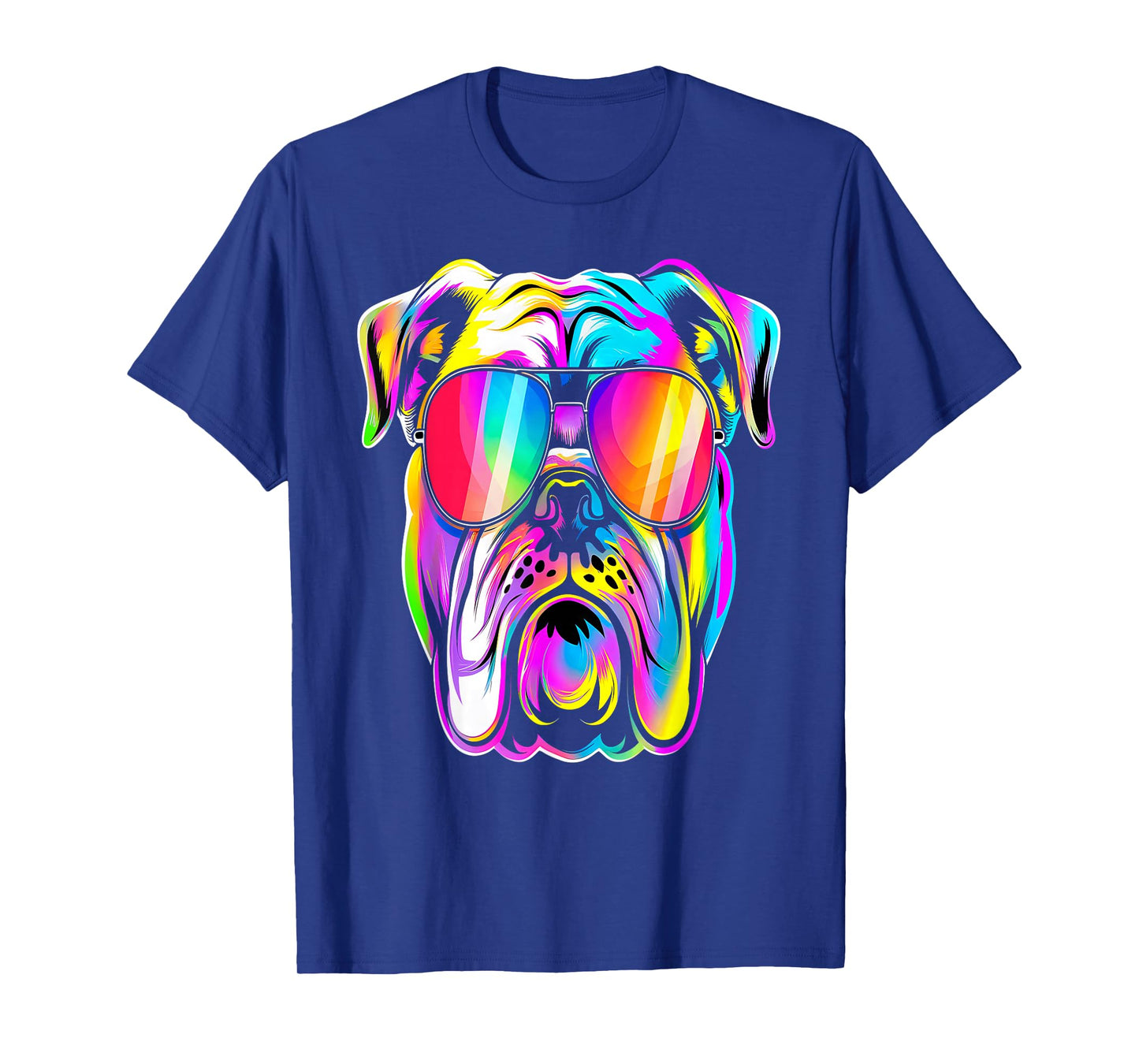 Colorful Bulldog Sunglasses Cool Dog T-Shirt