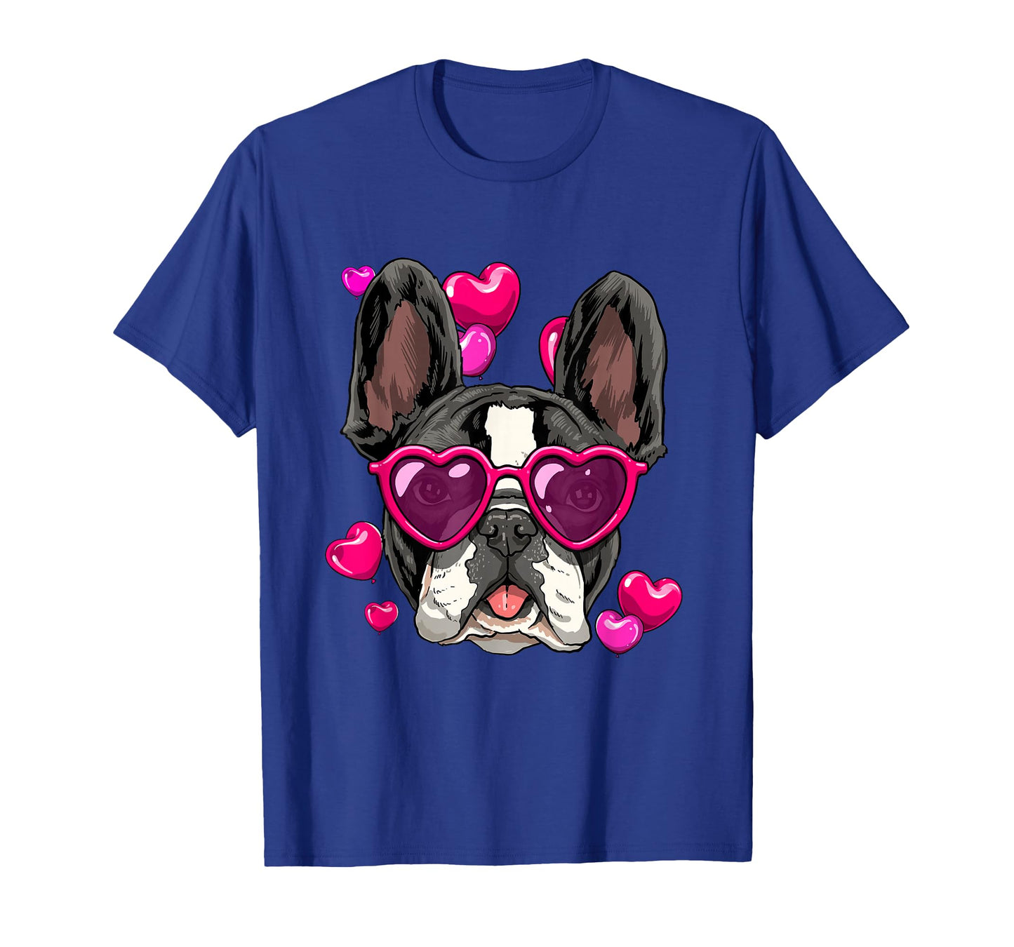 Valentine's Day French Bulldog With Heart Glasses Frenchie T-Shirt